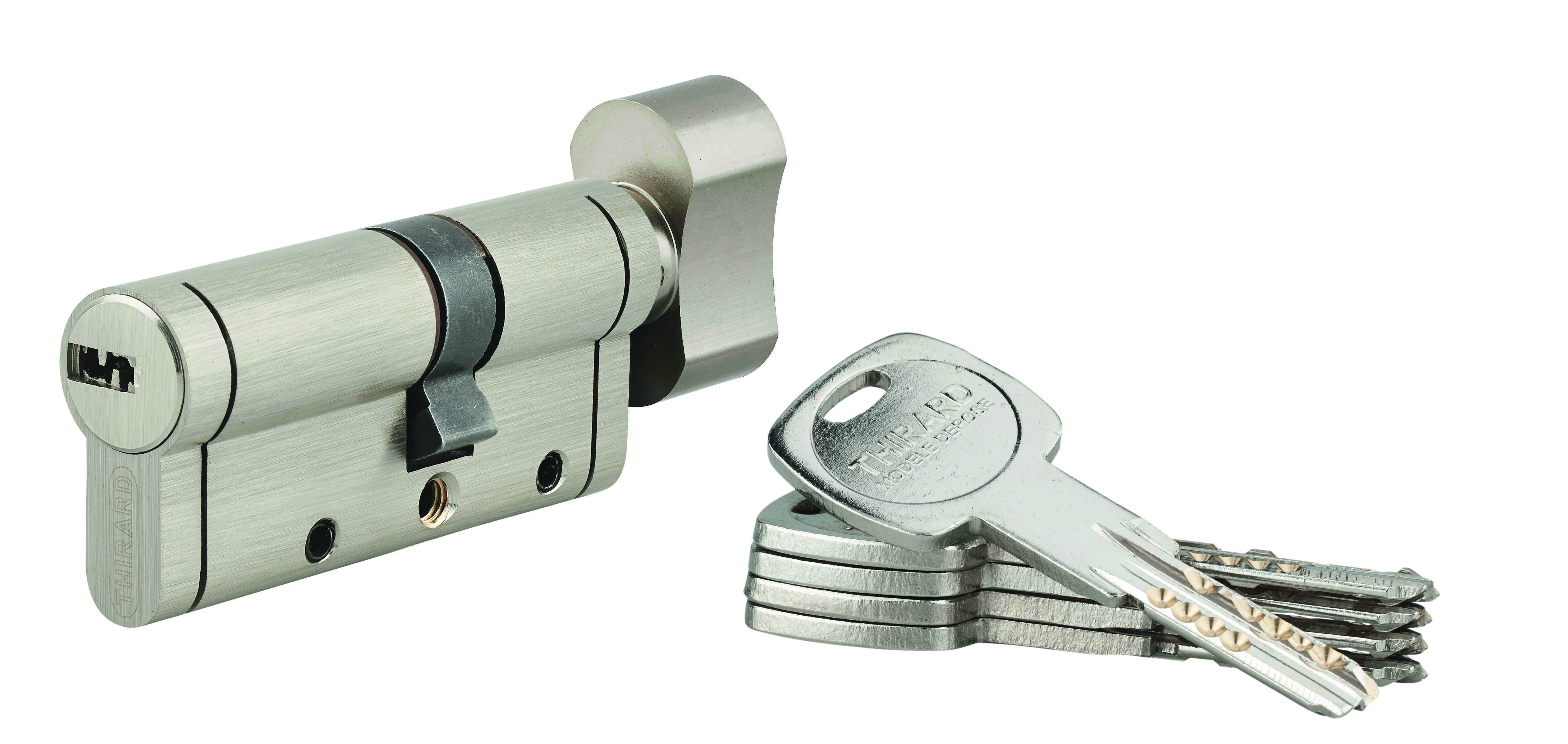 Cylindre de serrure Trafic 12, 30Bx40mm, nickel, anti-arrachement, anti-perçage, anti-casse, 5 clés - THIRARD