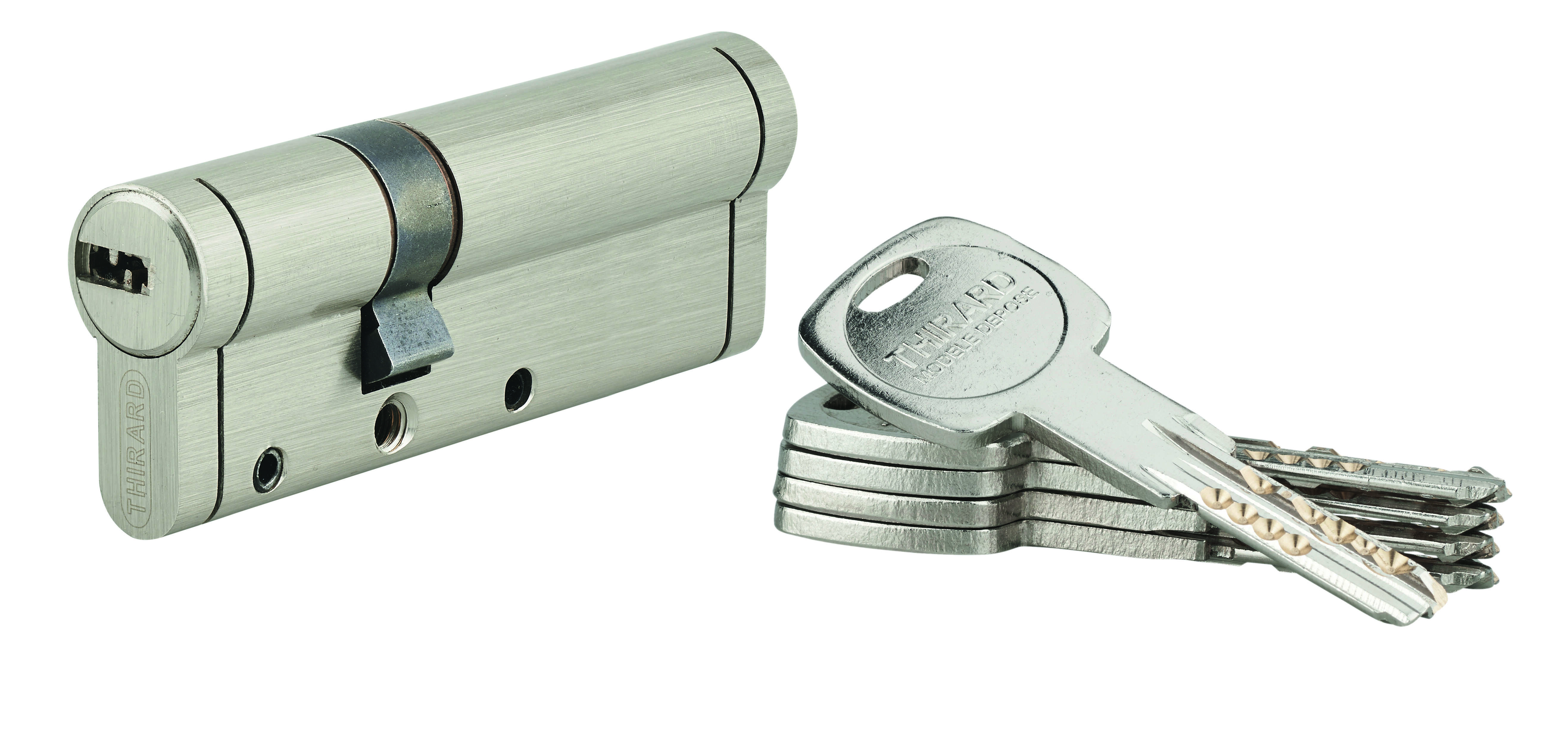 Cylindre de serrure Trafic 12, 30x60mm, nickel, anti-arrachement, anti-perçage, anti-casse, 5 clés - THIRARD