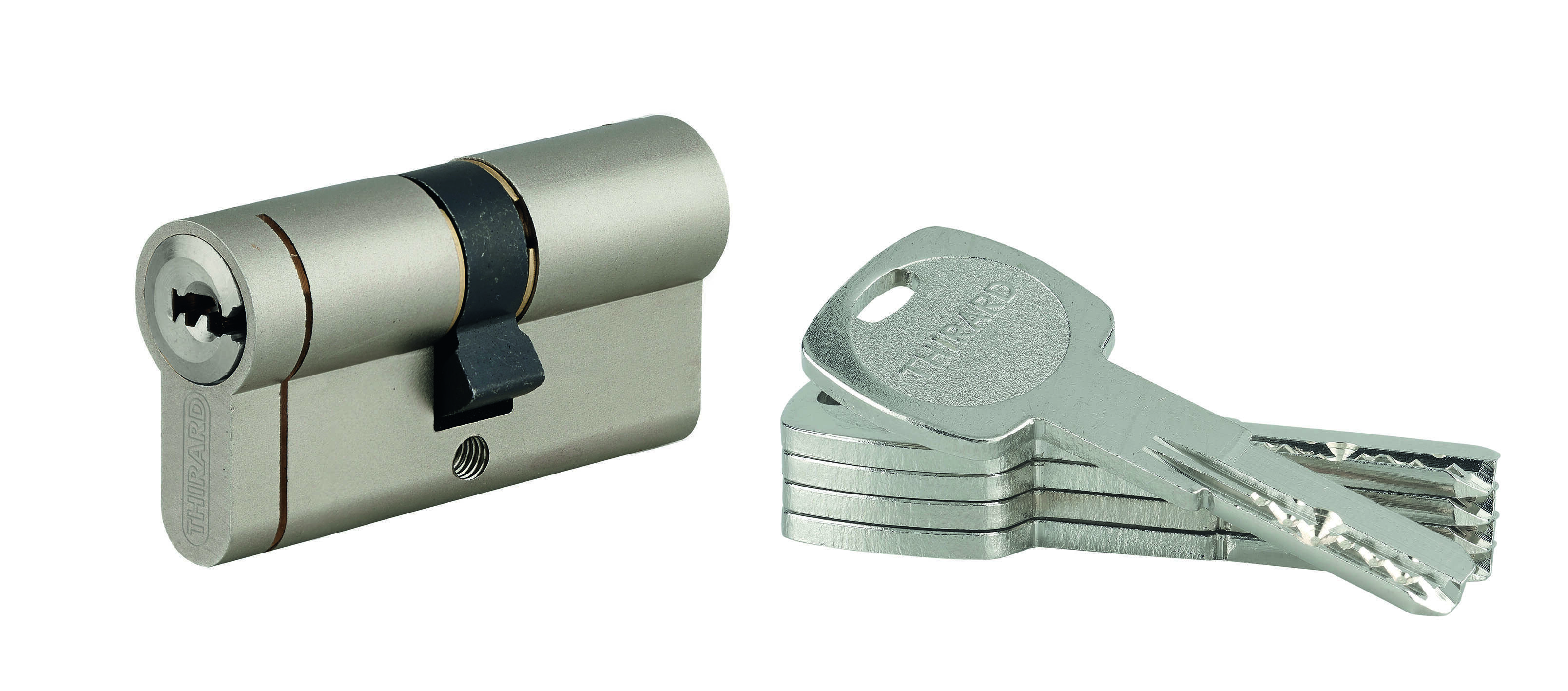 Cylindre de serrure débrayable Transit 1, 30x30mm, 5 clés, nickelé - THIRARD