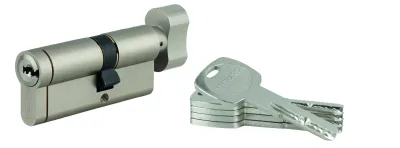 Cylindre de serrure à bouton débrayable Transit 1, 30Bx40mm, 5 clés, nickelé - THIRARD