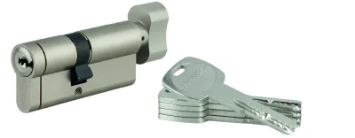 Cylindre de serrure à bouton débrayable Transit 1, 40Bx30mm, 5 clés, nickelé - THIRARD
