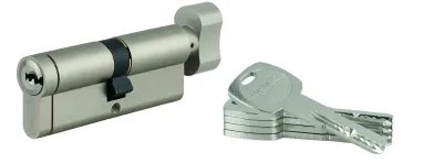 Cylindre de serrure à bouton débrayable Transit 1, 40Bx40mm, 5 clés, nickelé - THIRARD