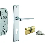 Garniture serrure encastrable Monomax NF à cylindre + ensemble poignées Demeter, axe 50mm, bouts ronds, 3 clés - THIRARD