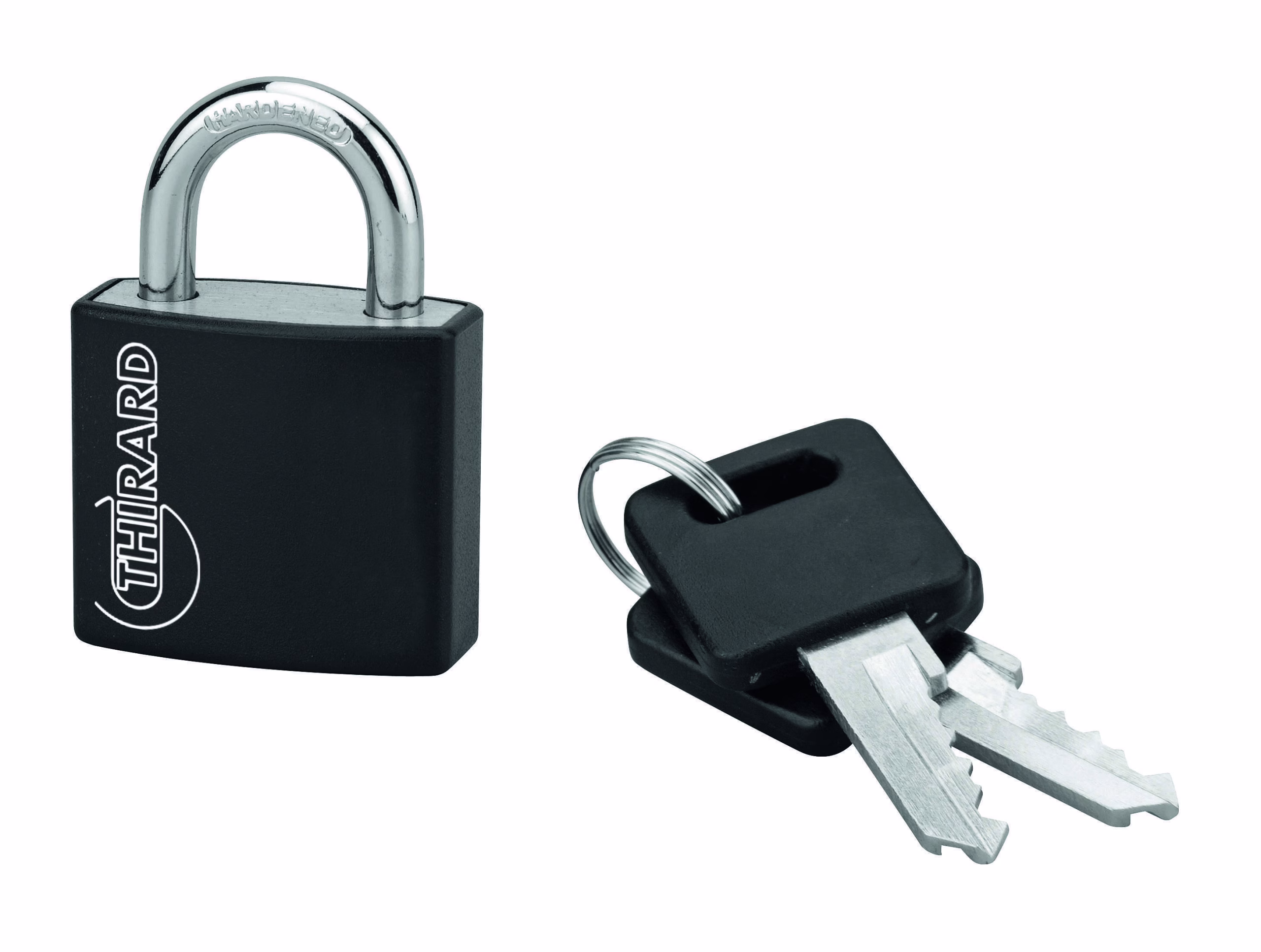 Cadenas à clé Type 1 Noir, intérieur, 30mm, aluminium, 2 clés - THIRARD