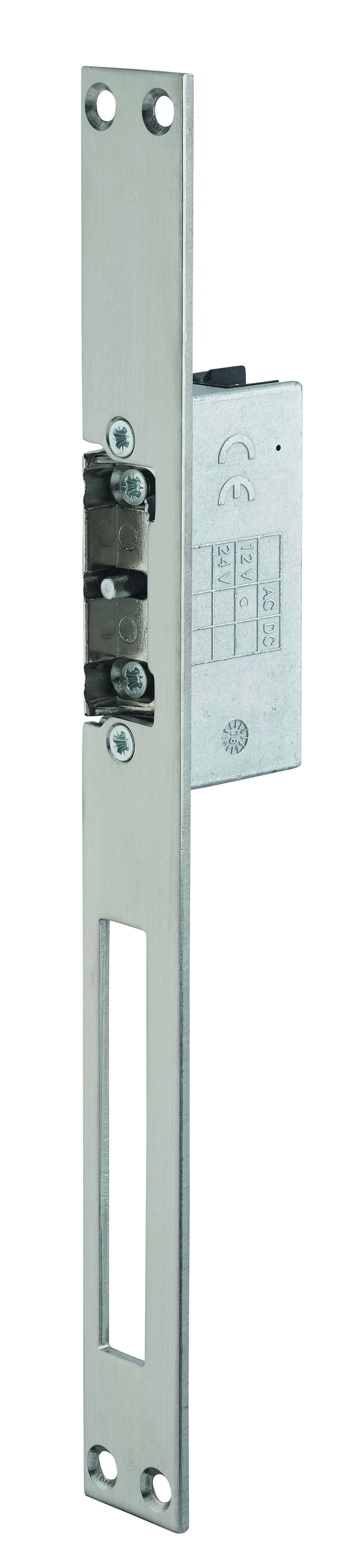 Gâche électrique encastrable à impression 2 temps pour porte bois et métal, réversible, 12/24V, inox - THIRARD