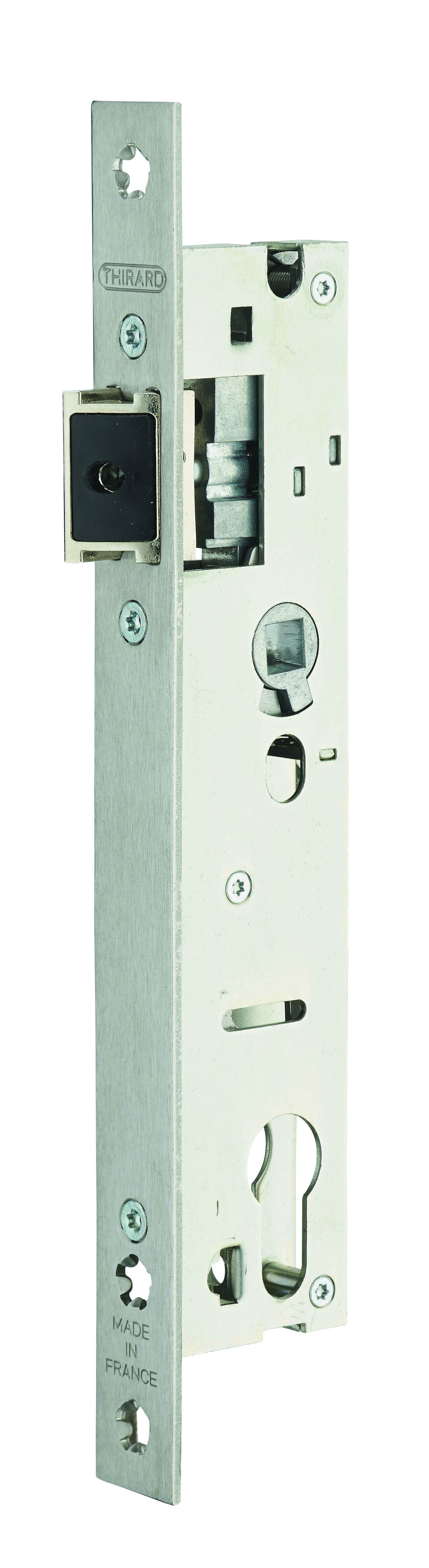 Boitier de serrure encastrable à cylindre pour menuiserie métallique, axe 26mm, L41, bouts carrés, inox - THIRARD