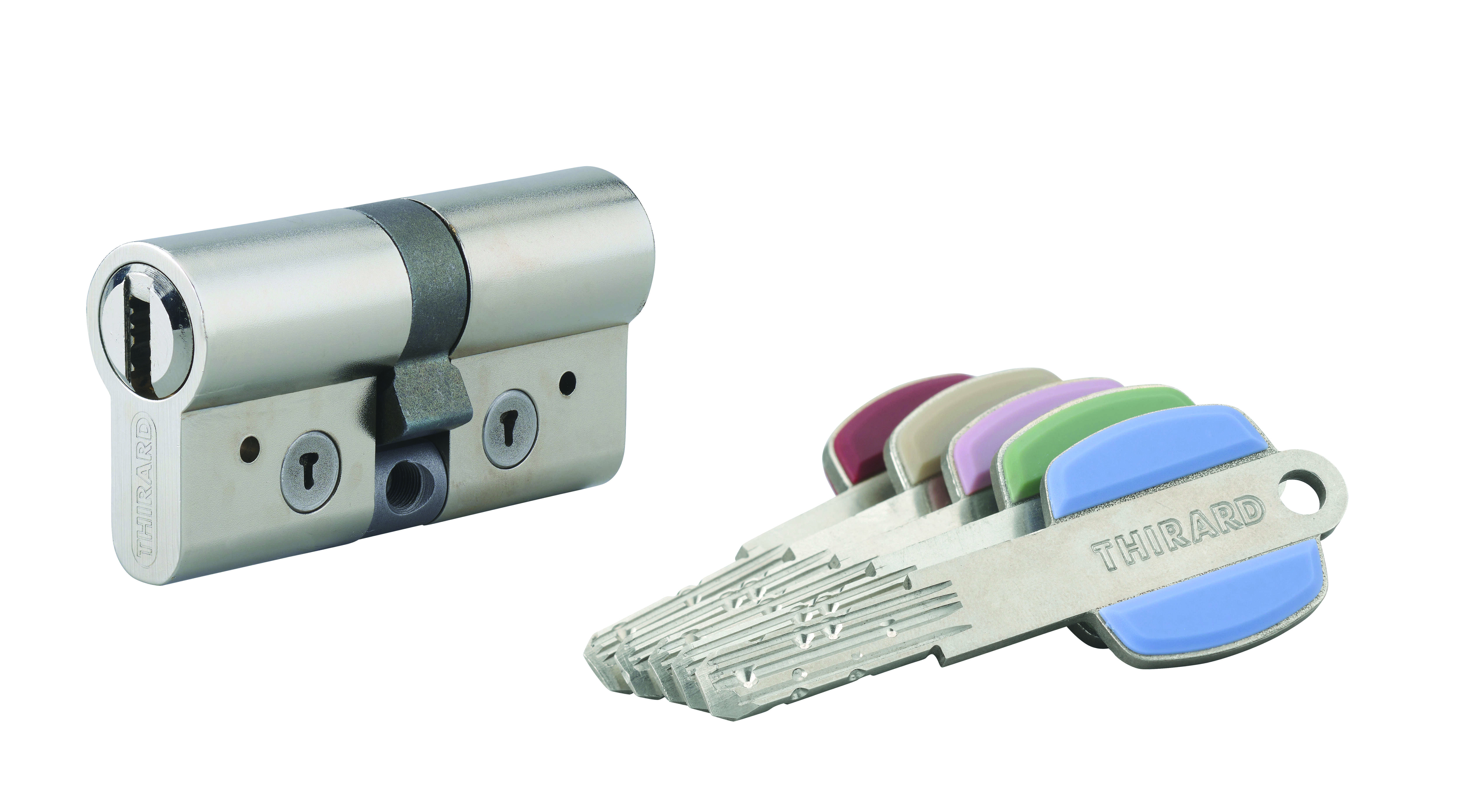 Cylindre VARIO DX 33x33mm anti-arrachement, nickelé, 5 clés - THIRARD