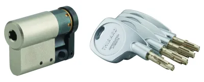 Demi-cylindre de serrure Cobra, panneton orientable, anti-arrachement, 33x10mm, laiton, 3 clés - THIRARD