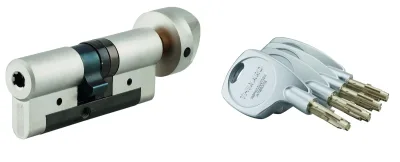 Cylindre européen à bouton Cobra 2+ 43BTX33mm Nickelé, anti-effraction, anti-perçage, 4 clés ergonomiques - THIRARD