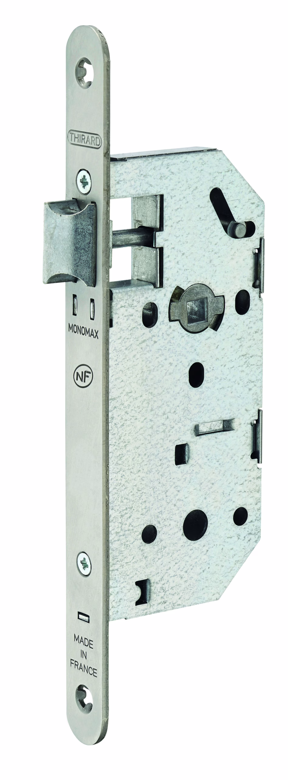Serrure MONOMAX NF axe 40mm bec de cane têtière inox BR sans gâche ( 25 pièces non décolisable)