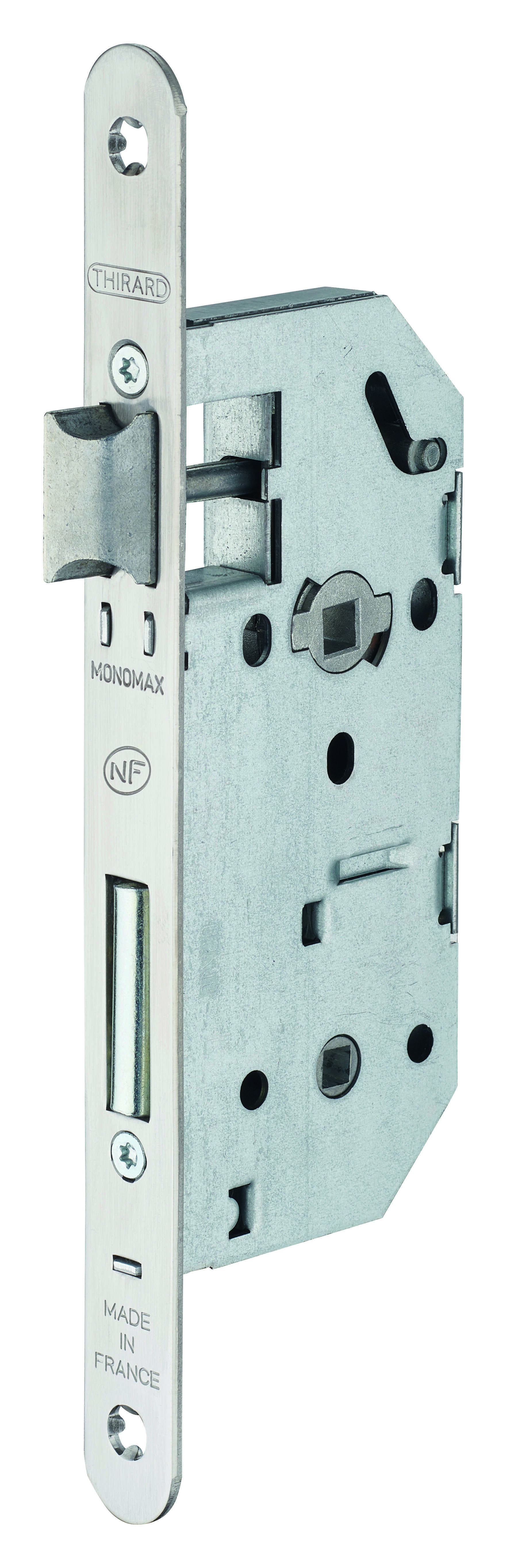 Serrure MONOMAX NF axe 40mm à condamnation V/BR têtière inox sans gâche ( 25 pièces non décolisable)