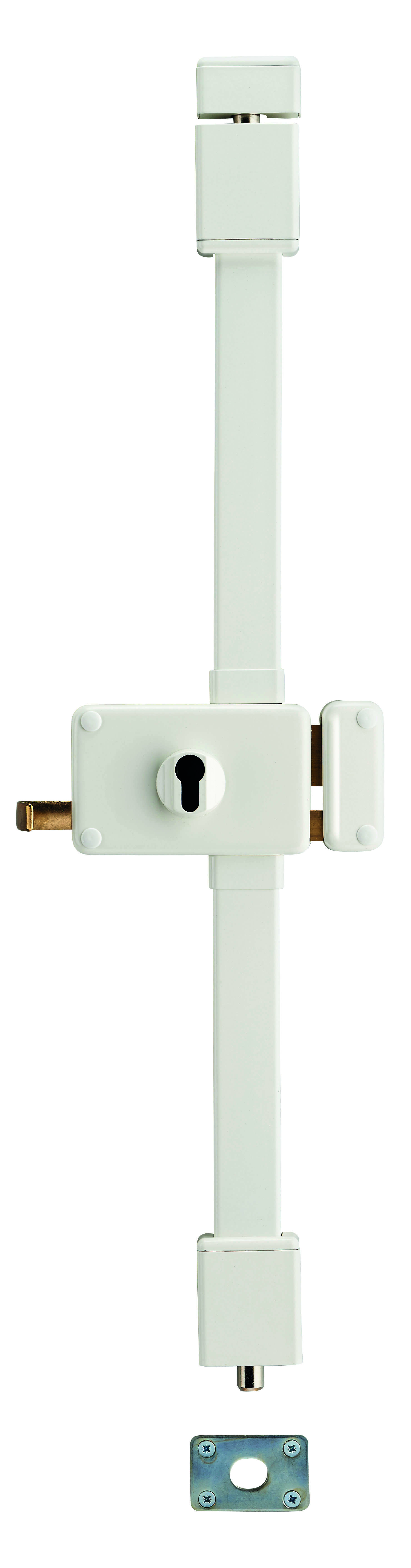 Boitier de serrure en applique Horga à tirage pour porte d'entrée, droite, 3 pts, axe 70mm, blanc - THIRARD