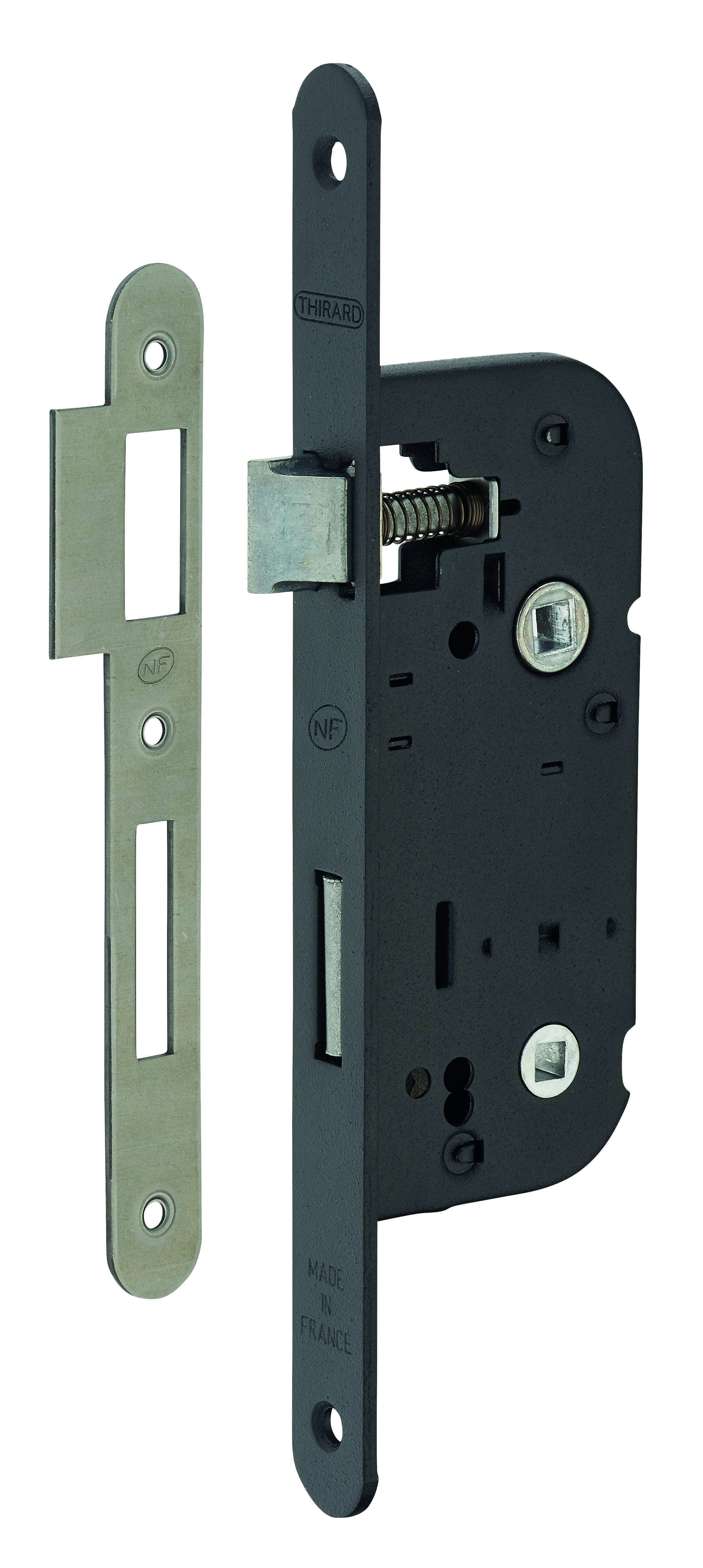 Serrure axe 40mm NF à condamnation V/BR noire (50 pièces non décolisable)