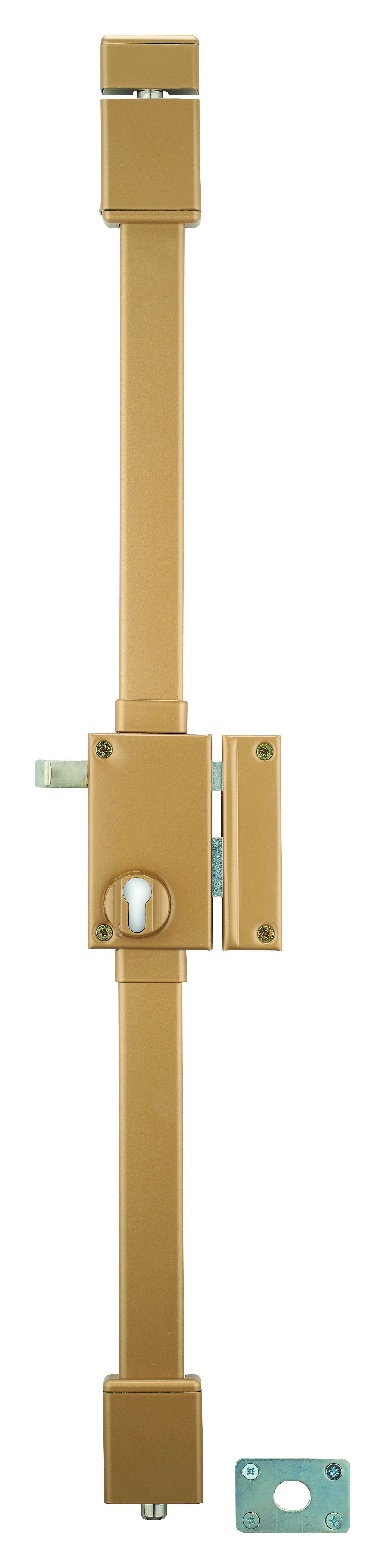 Boitier de serrure en applique Targa à tirage pour porte d'entrée, droite, 3 pts, axe 45mm, or - THIRARD