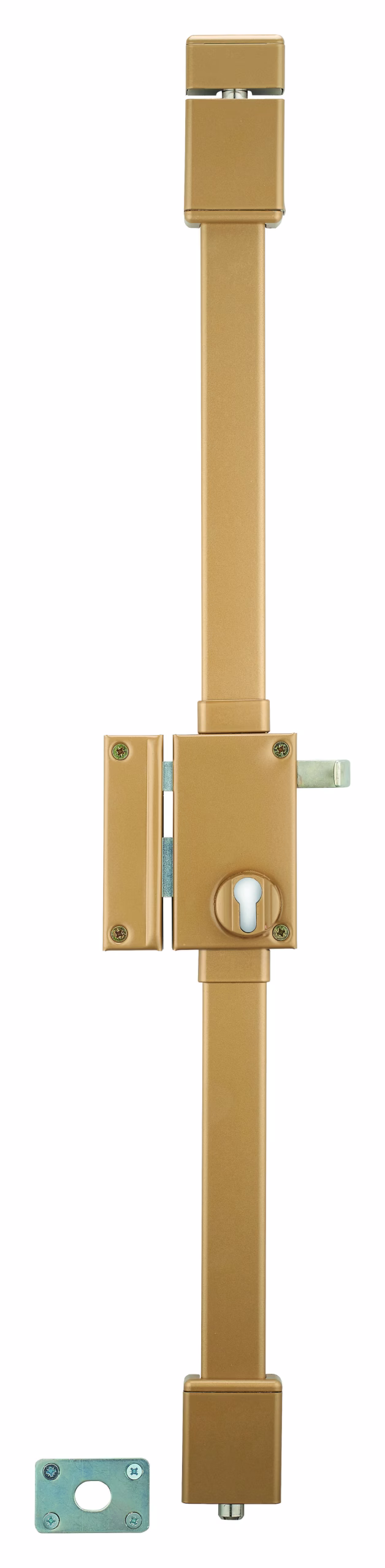 Boitier de serrure en applique Targa à tirage pour porte d'entrée, gauche, 3 pts, axe 45mm, or - THIRARD