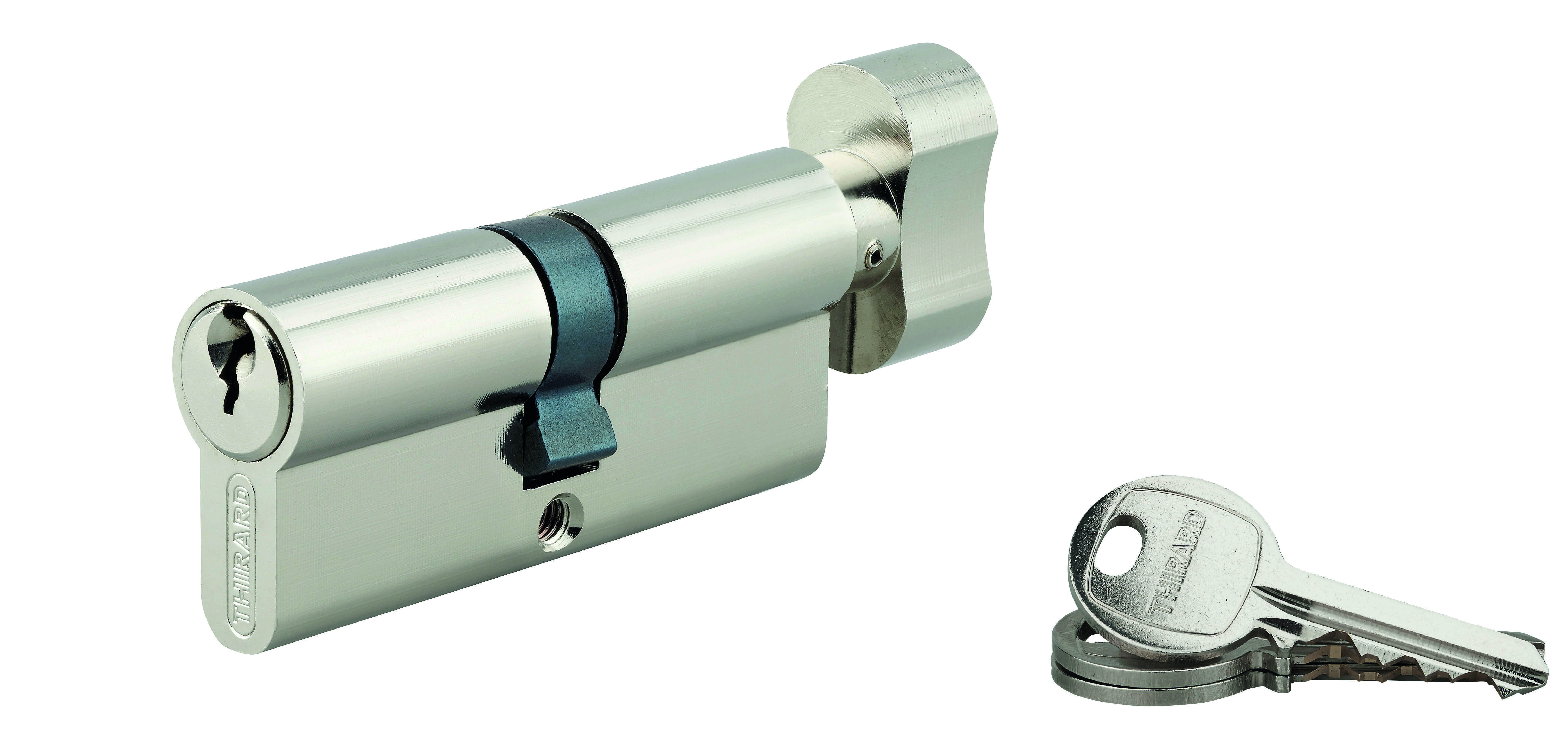Cylindre de serrure à bouton SA UNIKEY (achetez-en plusieurs, ouvrez avec la même clé),  30Bx40 mm, 3 clés, nickelé - THIRARD
