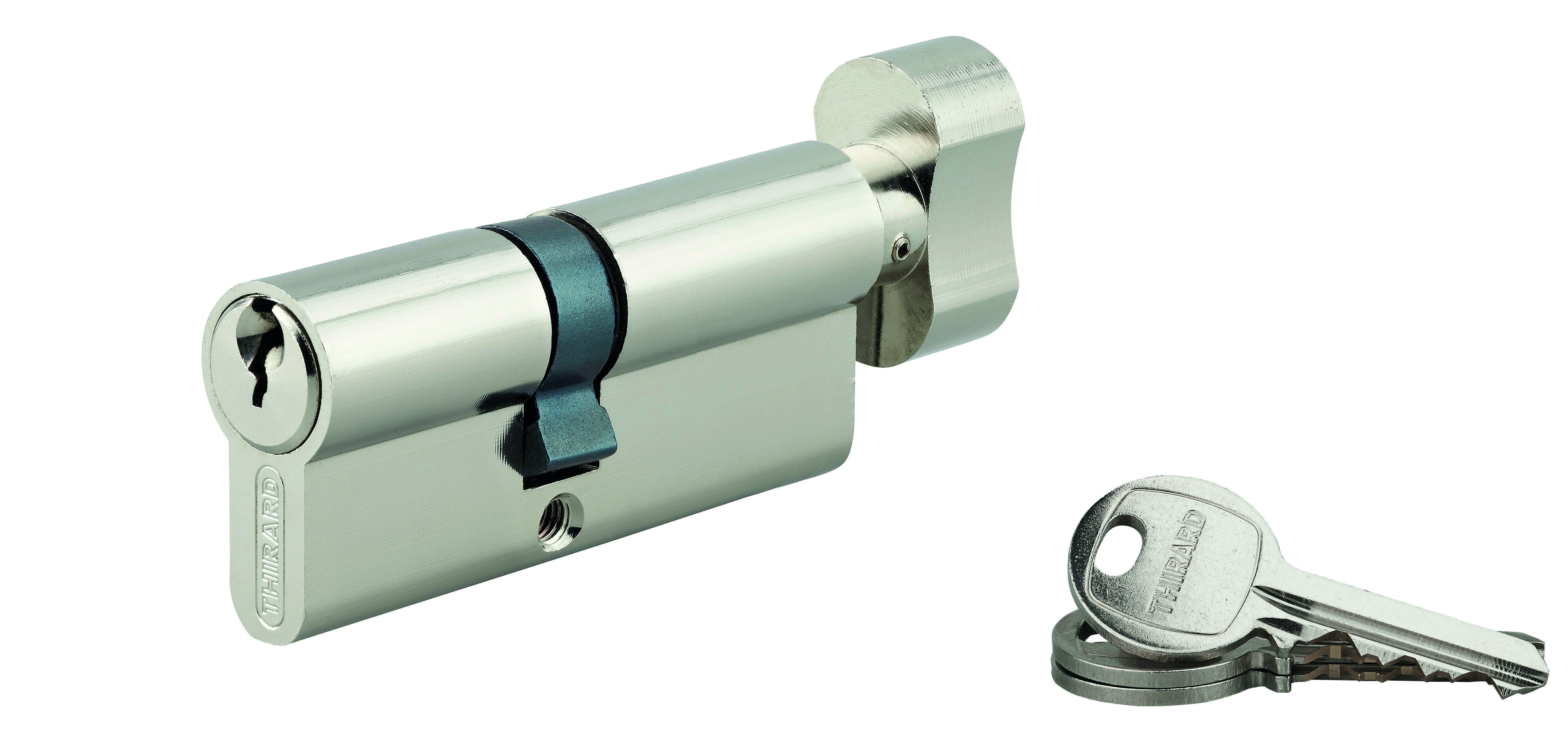 Cylindre de serrure à bouton SA UNIKEY (achetez-en plusieurs, ouvrez avec la même clé),  40Bx30mm, 3 clés, nickelé - THIRARD