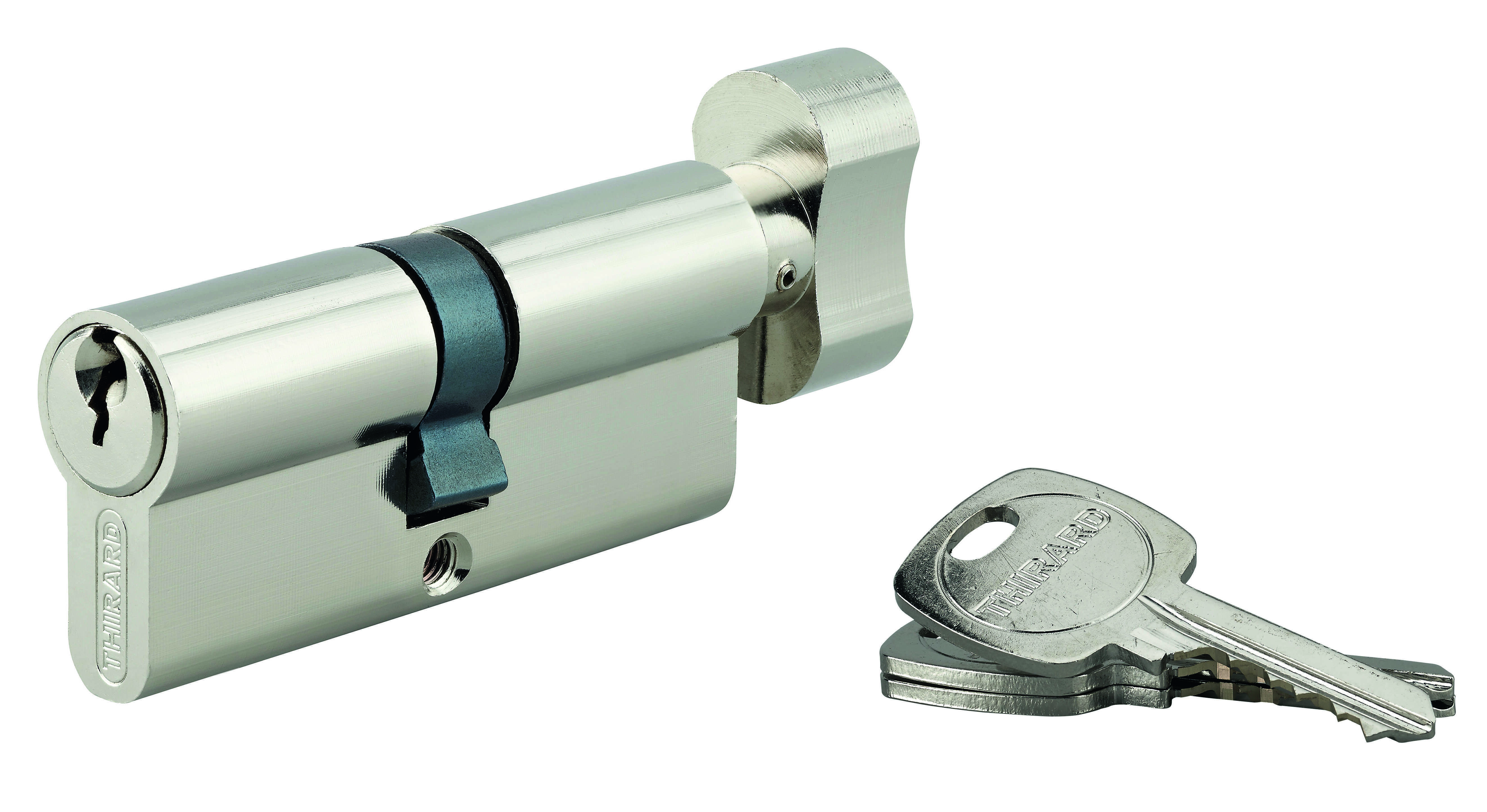 Cylindre STD à bouton 40B x 50 mm anti-arrachement, laiton, 3 clés - THIRARD