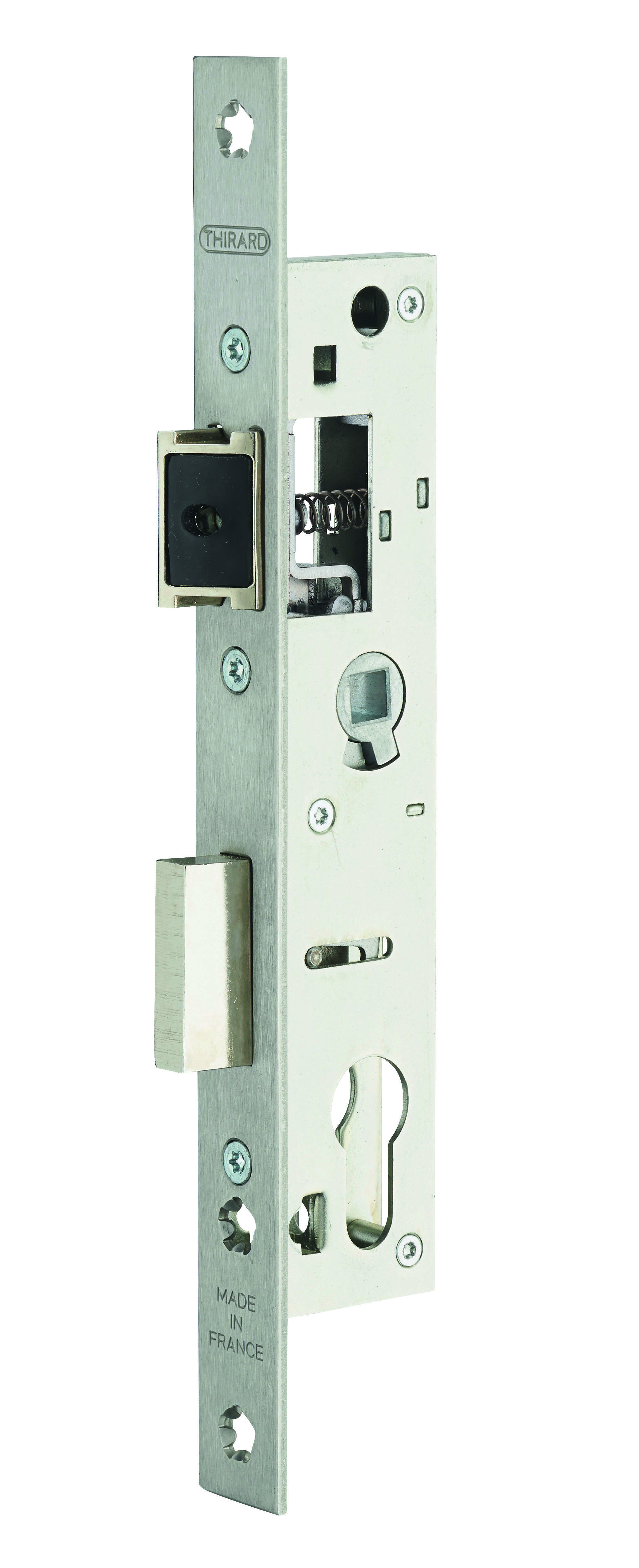 Boitier de serrure encastrable à cylindre pour porte métallique, axe 21mm, bouts carrés - THIRARD
