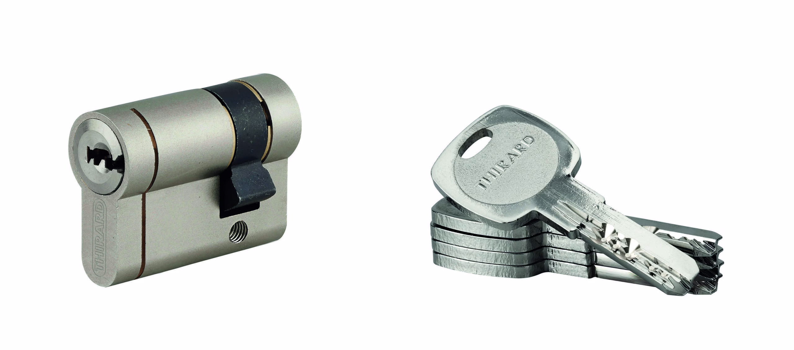 Lot de 10 demi-cylindres  Transit 1, 30x10mm, nickelé, 5 clés - THIRARD