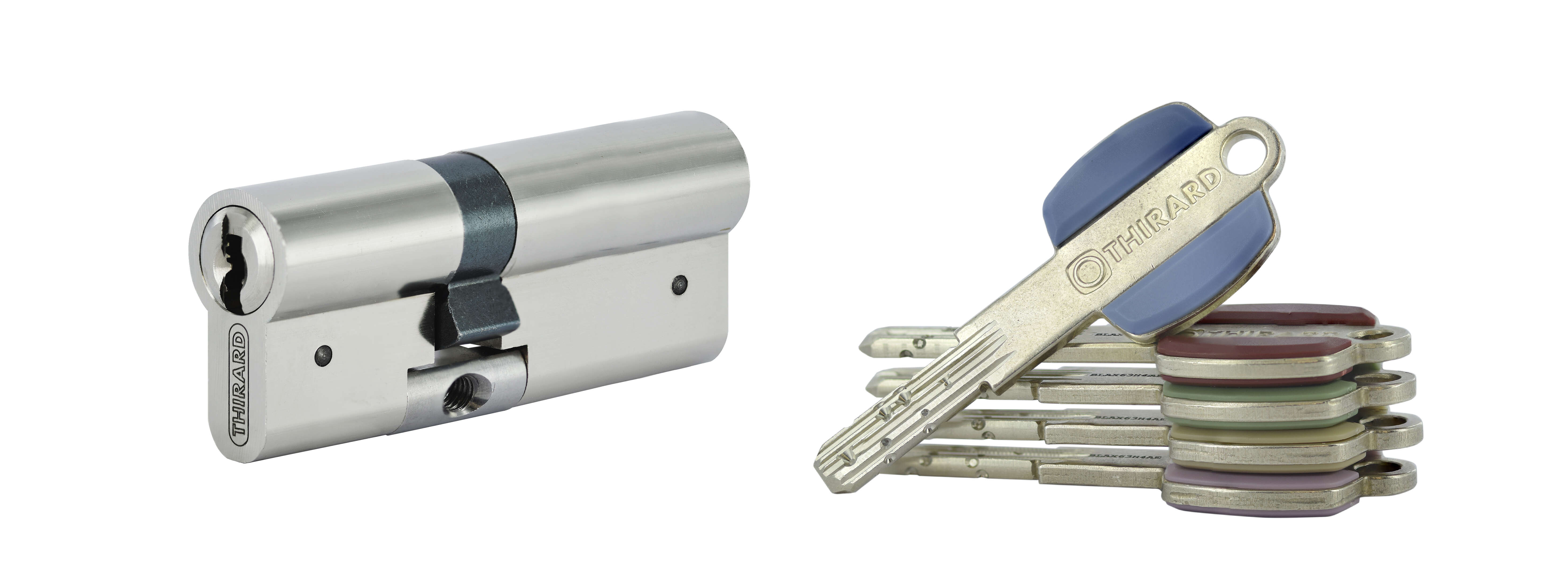 Cylindre VARIO DX 33x43mm anti-arrachement, nickelé, 5 clés - THIRARD