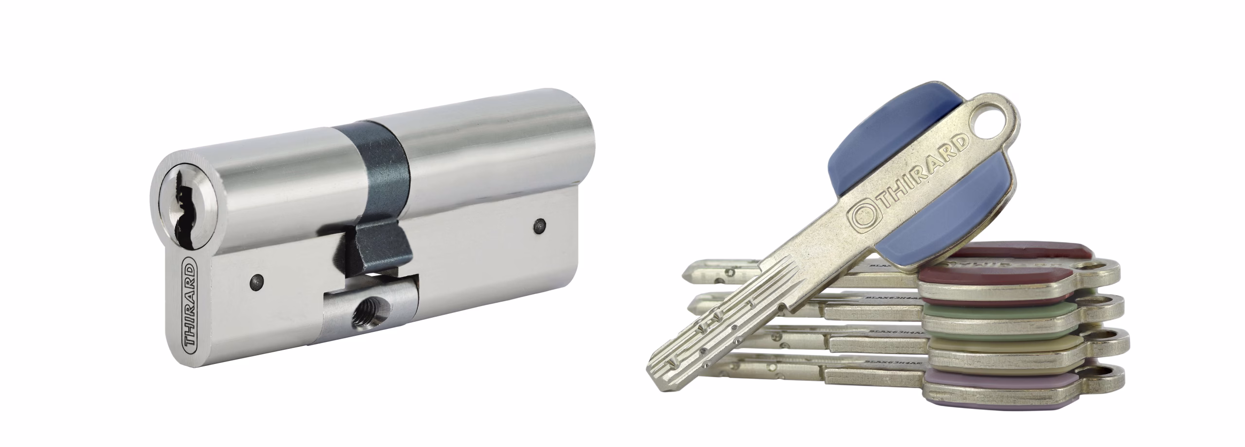Cylindre VARIO DX 33x38mm anti-arrachement, nickelé, 5 clés - THIRARD