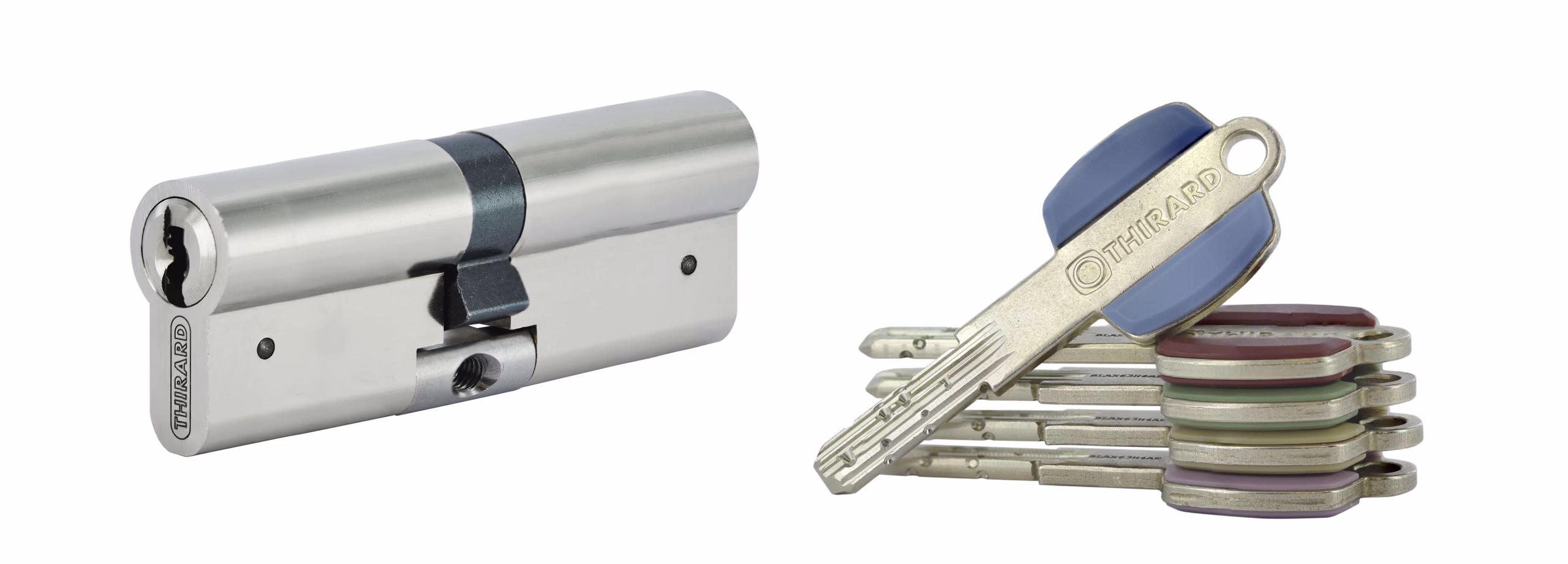 Cylindre VARIO DX 43x43mm anti-arrachement, nickelé, 5 clés - THIRARD