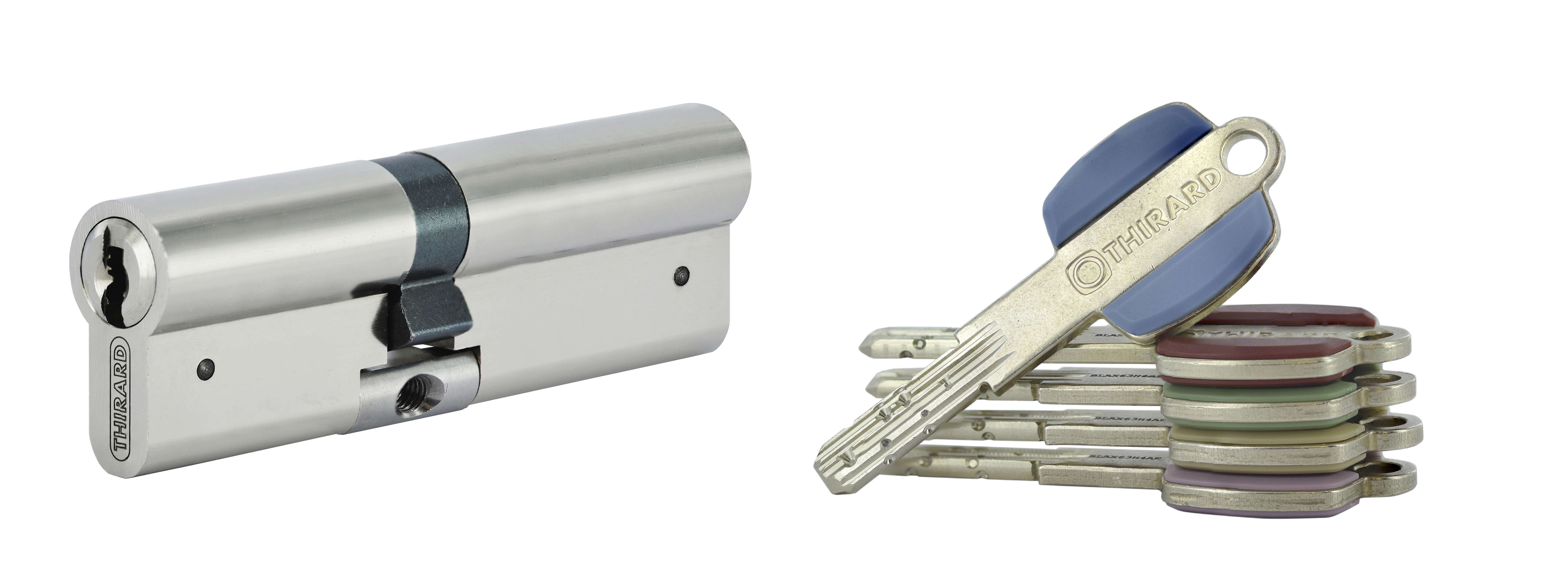 Cylindre VARIO DX 43x53mm anti-arrachement, nickelé, 5 clés - THIRARD