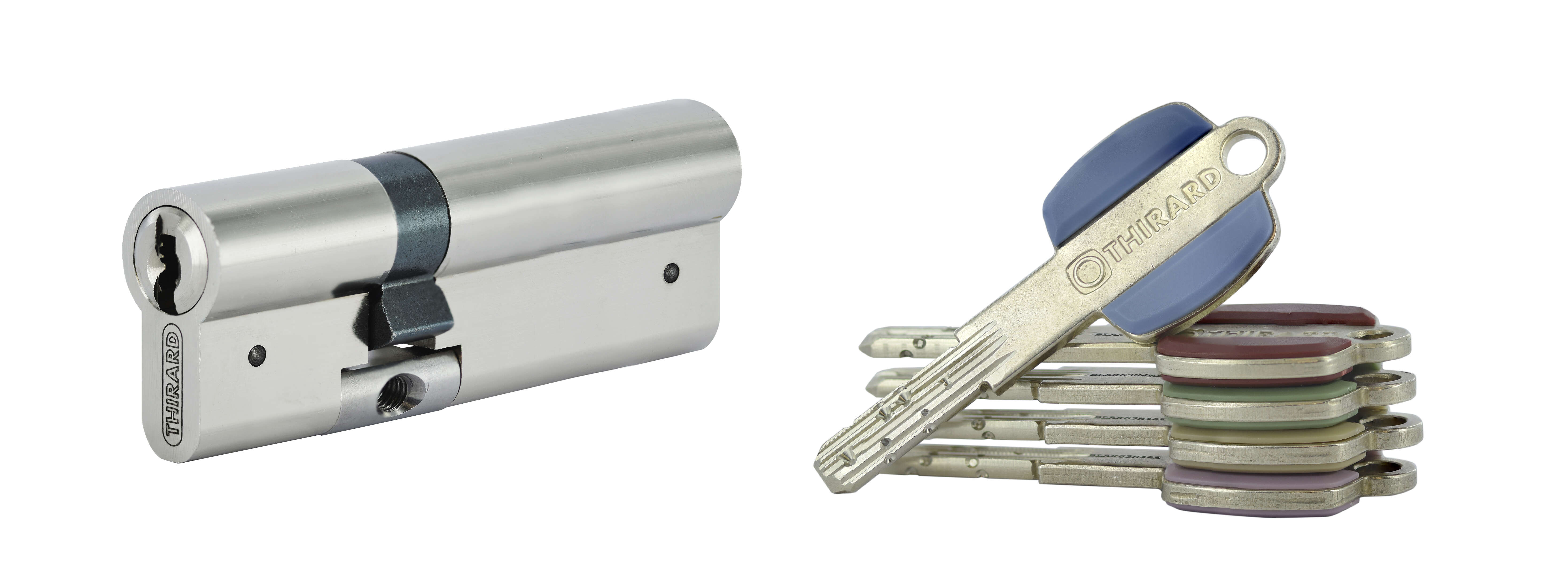 Cylindre VARIO DX 33x53mm anti-arrachement, nickelé, 5 clés - THIRARD