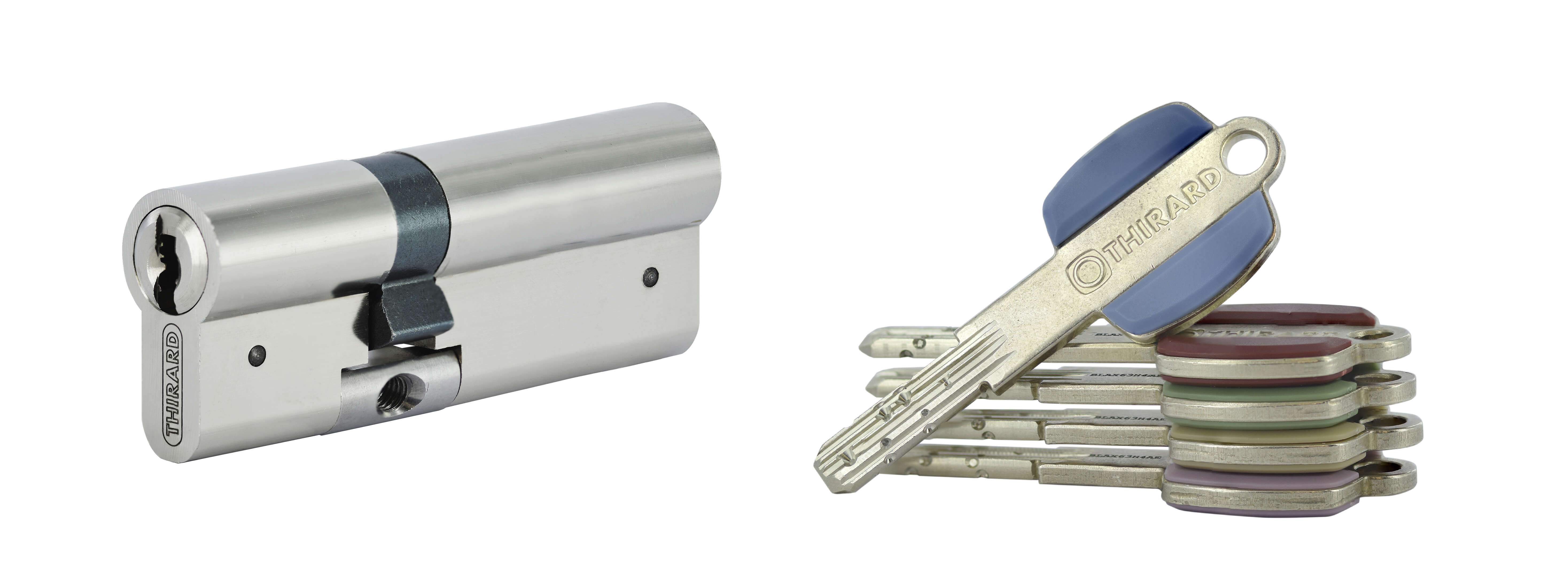 Cylindre VARIO DX 33x45mm anti-arrachement, nickelé, 5 clés - THIRARD
