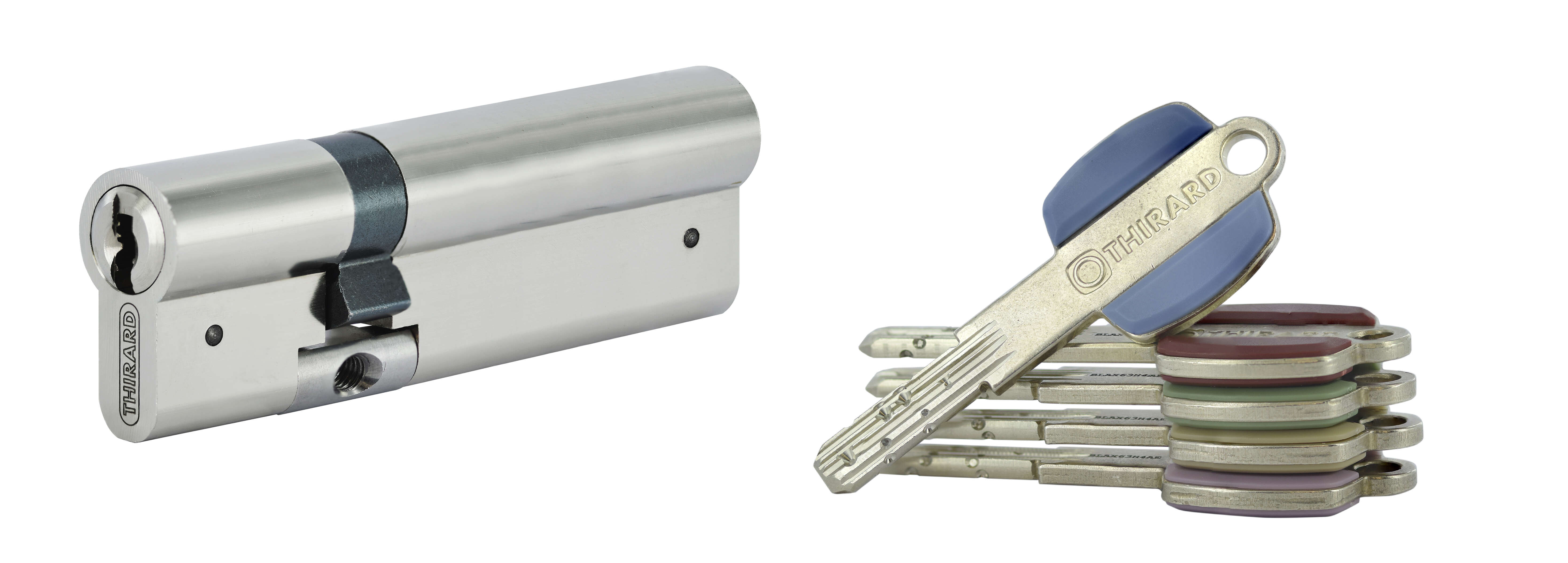 Cylindre VARIO DX 33x63mm anti-arrachement, nickelé, 5 clés - THIRARD