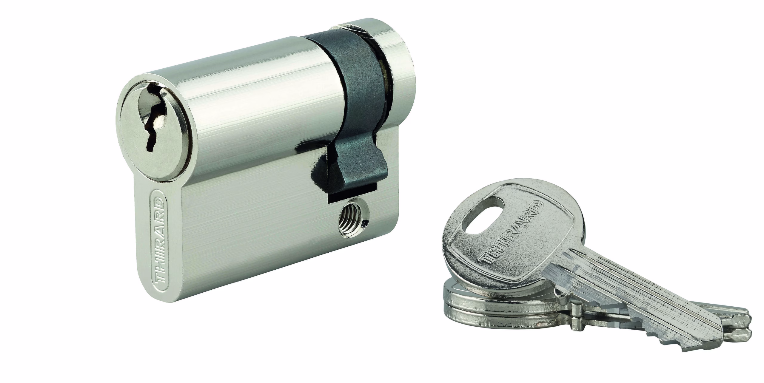 Demi-cylindre 40 x 10 mm, nickelé, HG5, 3 clés