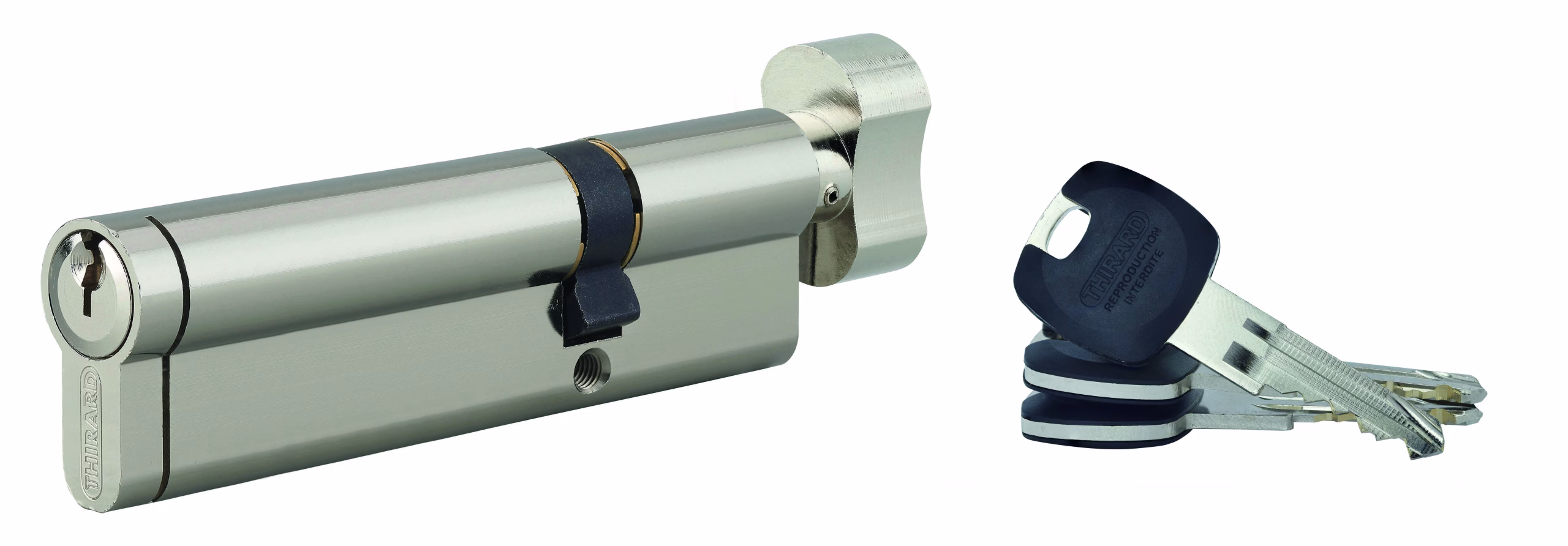 Cylindre européen à bouton HG5+ 35BTX70 NICHELÉ 3CLÉS