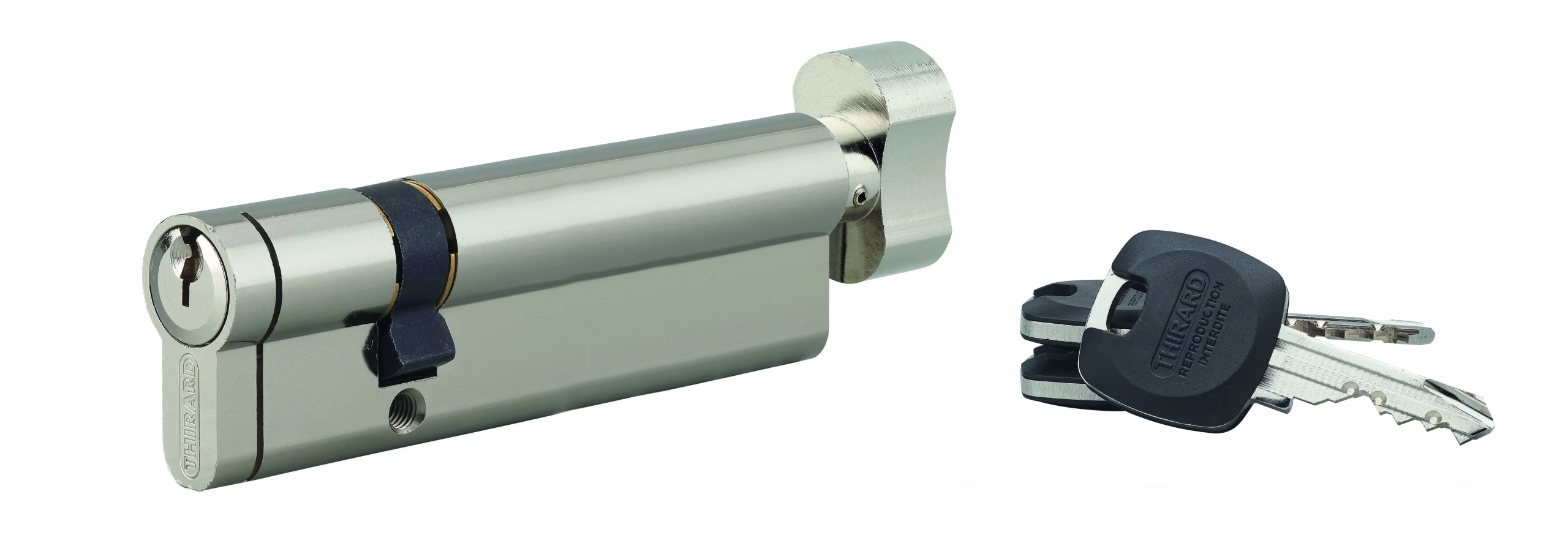 Cylindre européen à bouton HG5+ 70BTX30 NICHELÉ 3CLÉS
