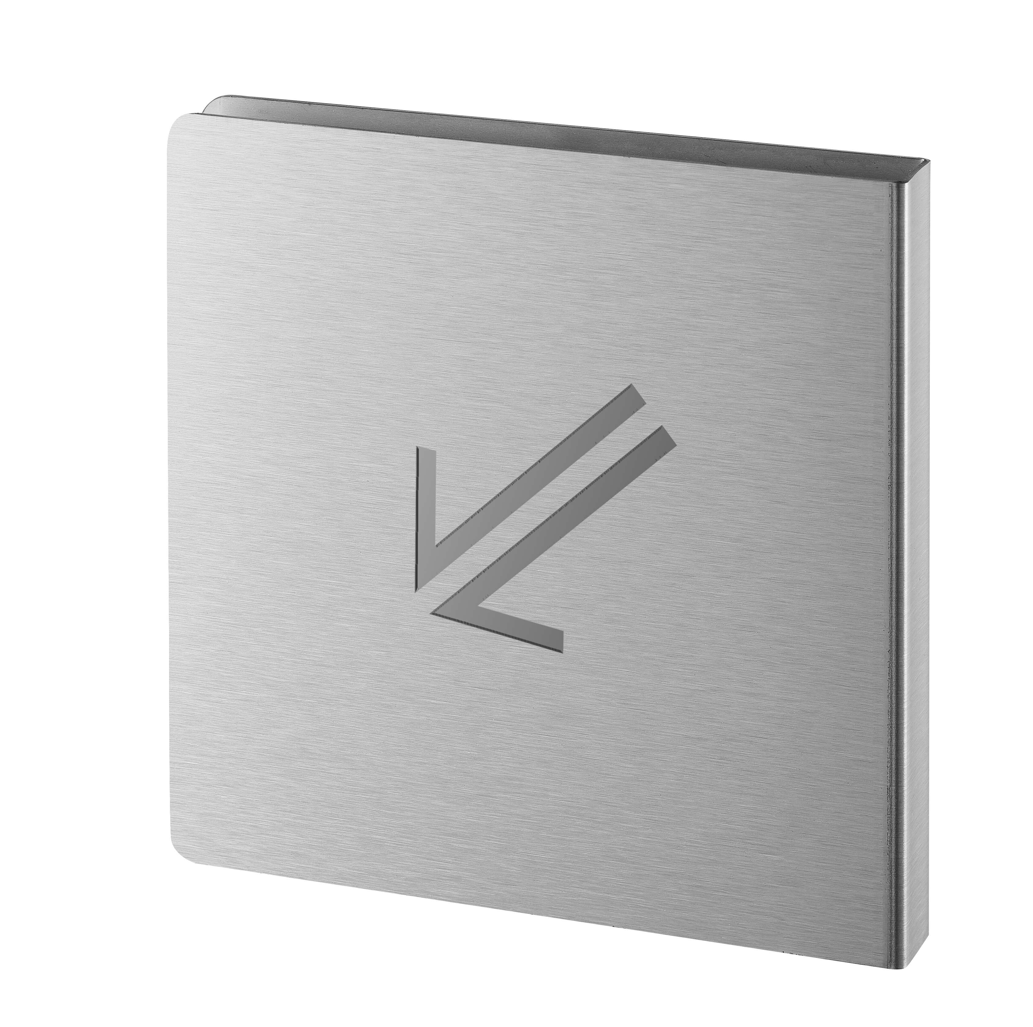 flèche 45° bas gauche Découpé inox brossé 120x120 mm