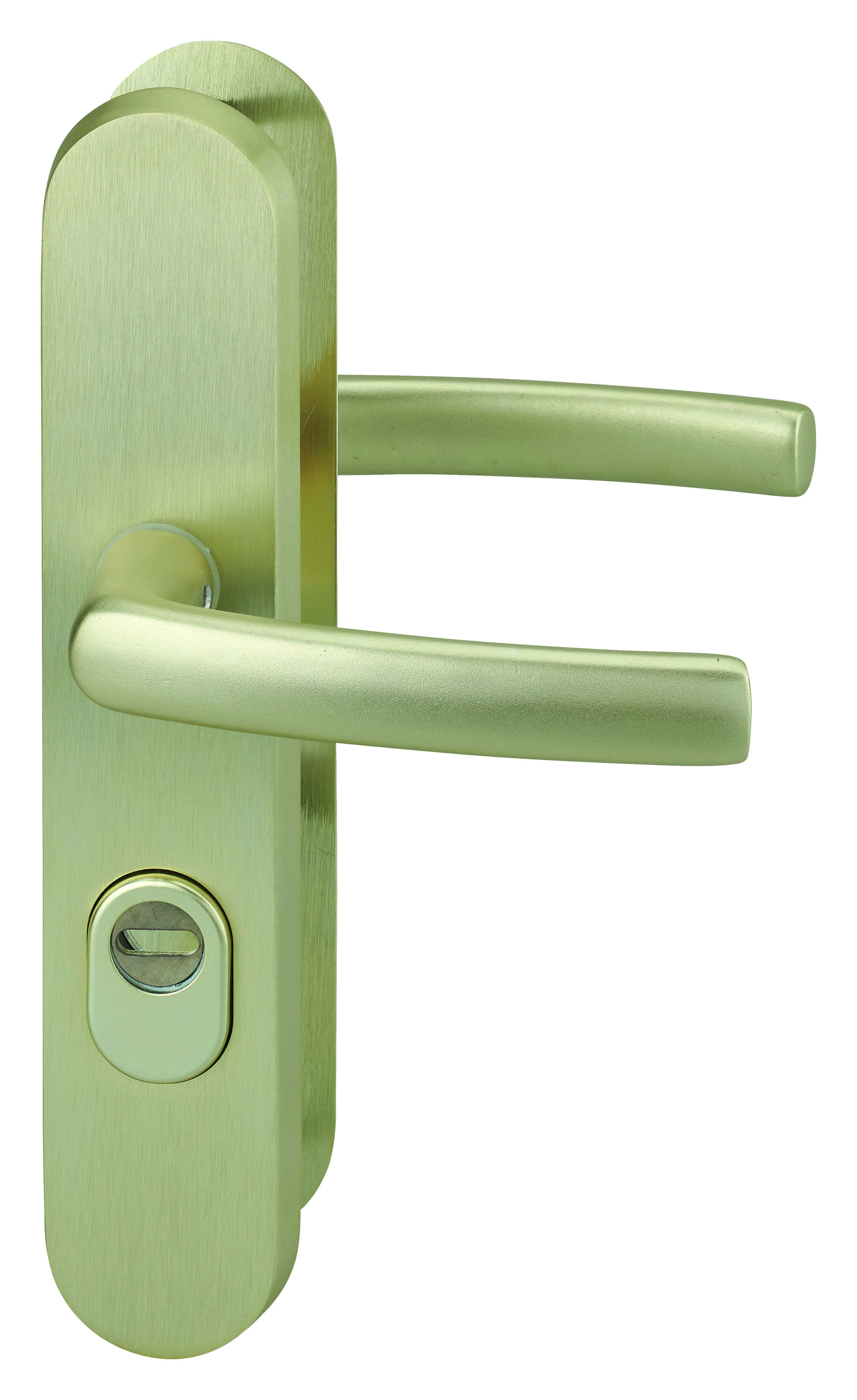 Ensemble poignées de sécurité pour porte d'entrée, béquille double, entr'axe de fixation 216mm, couleur F2  - THIRARD