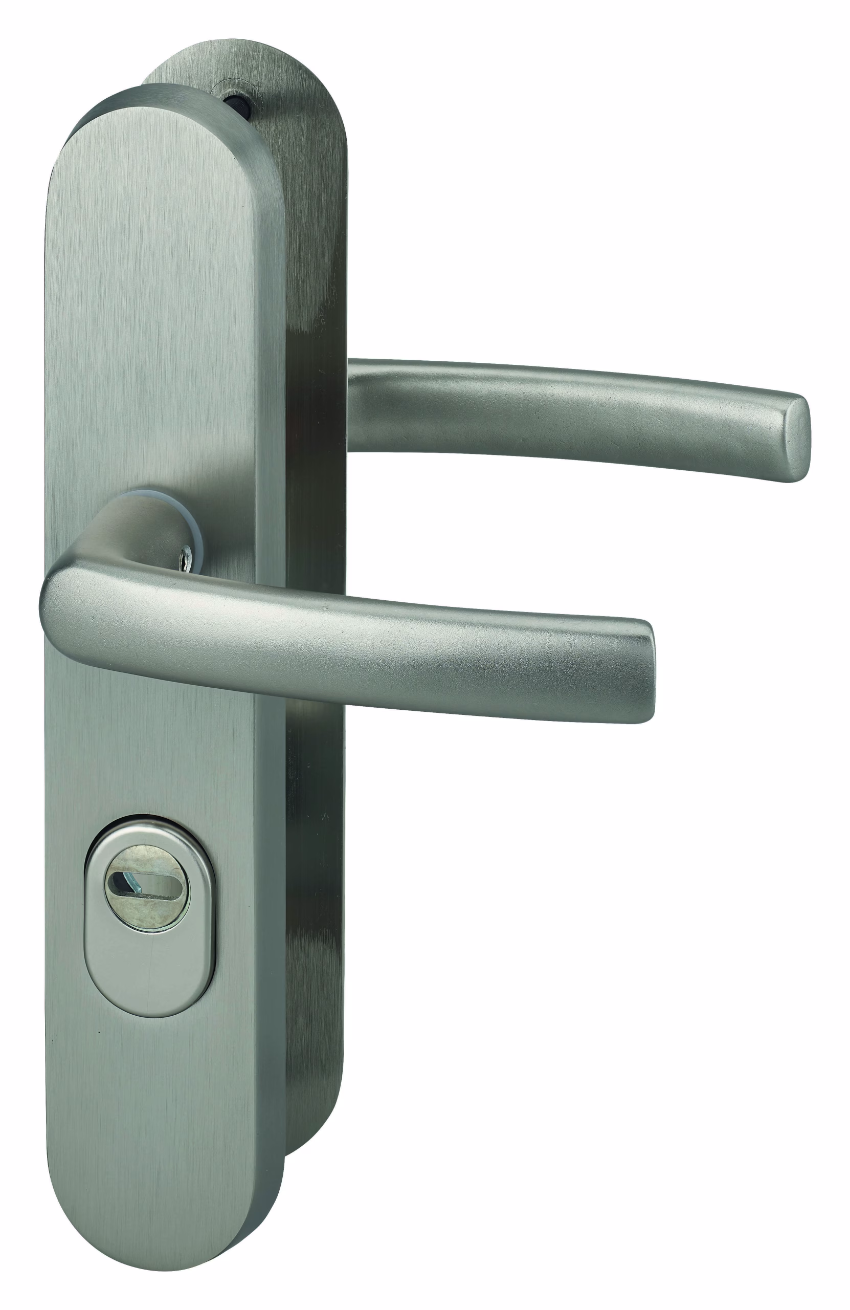 Ensemble poignées de sécurité pour porte d'entrée, béquille double, entr'axe de fixation 216mm, aspect inox - THIRARD
