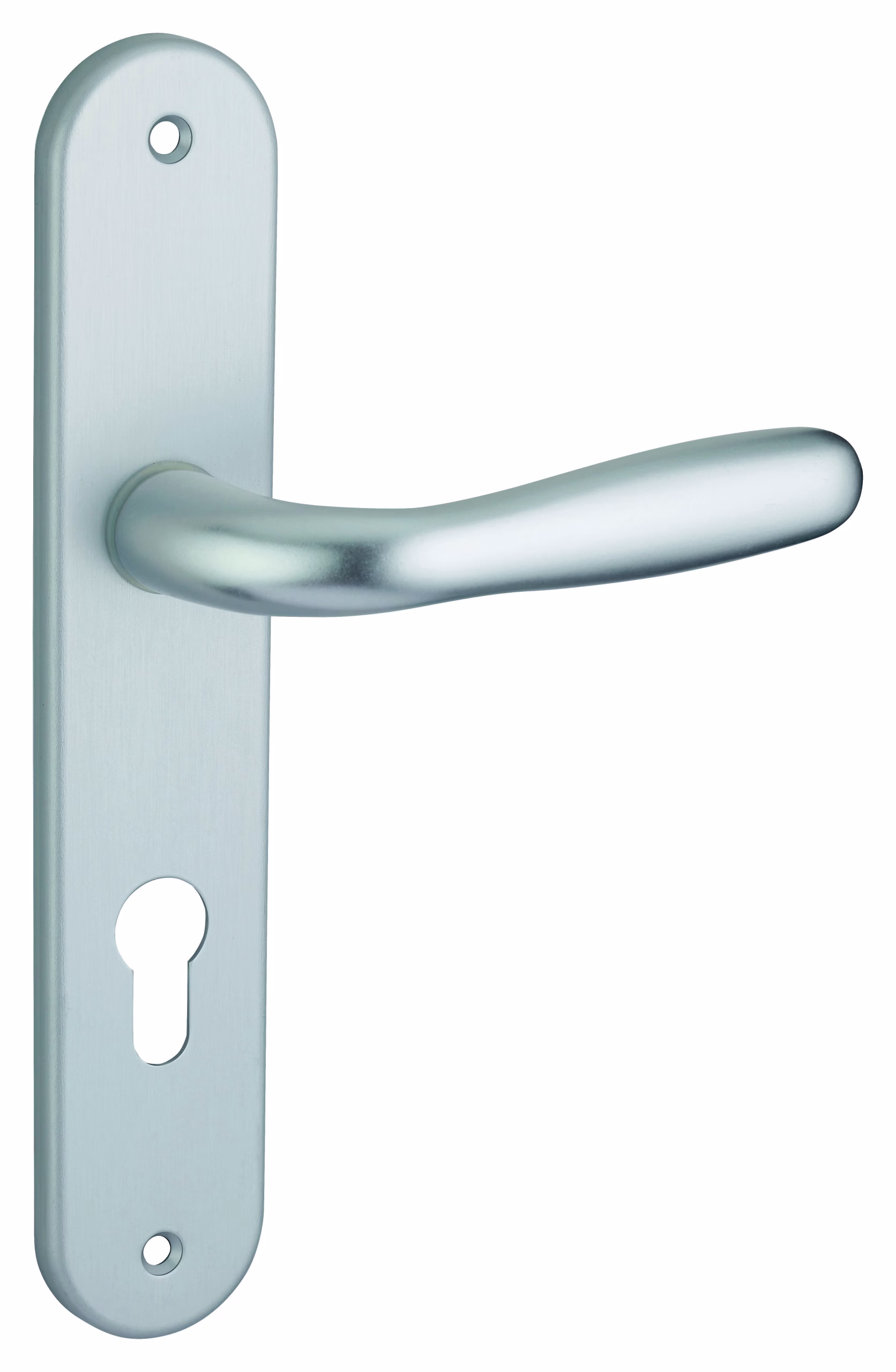 Ensemble de poignées pour porte d'entrée Pelope trou de cylindre, carré 7mm, entr'axes 195mm, argent - THIRARD