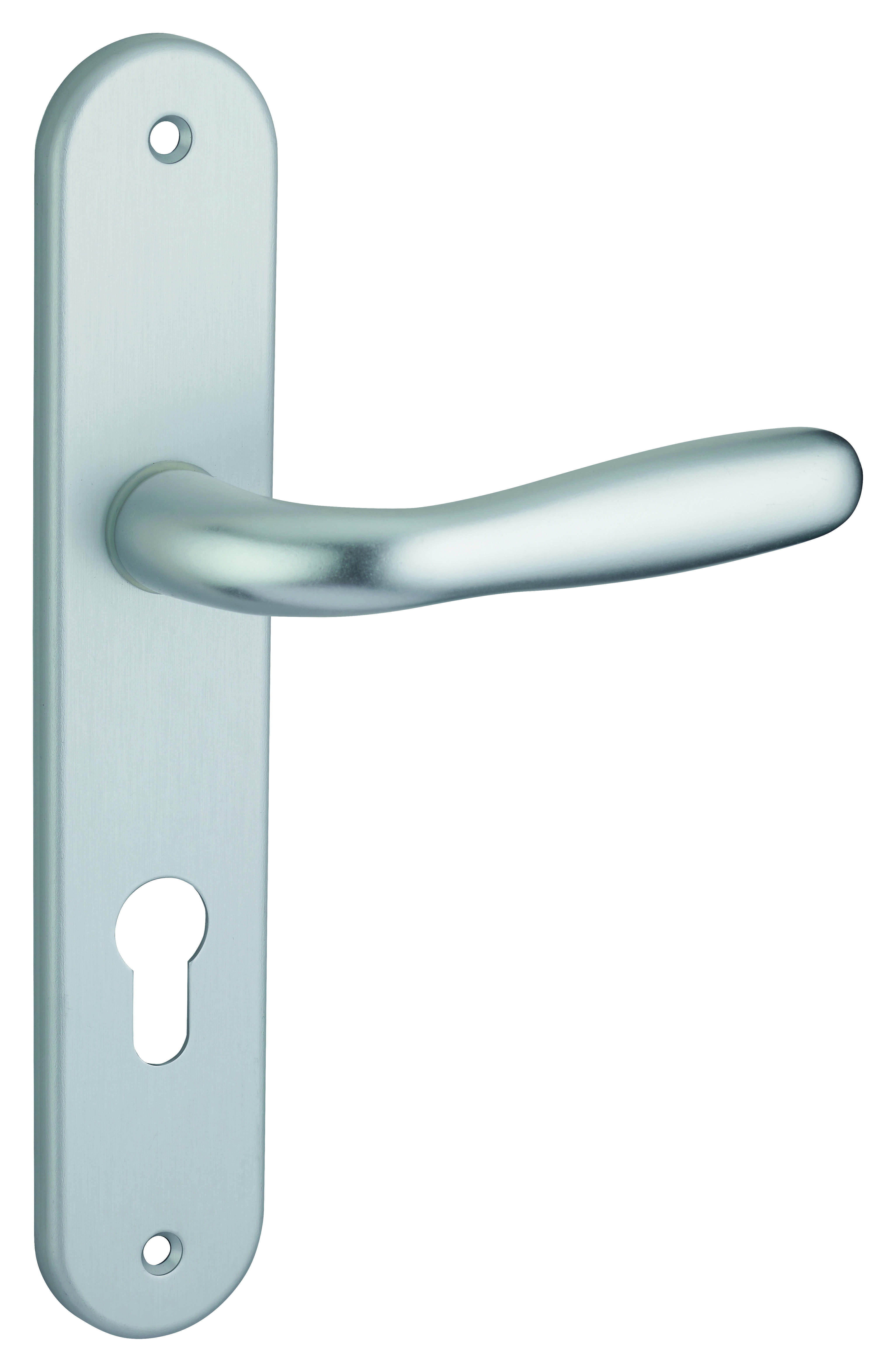 Ensemble de poignées pour porte d'entrée Pelope trou de cylindre, carré 7mm, entr'axes 195mm, argent - THIRARD