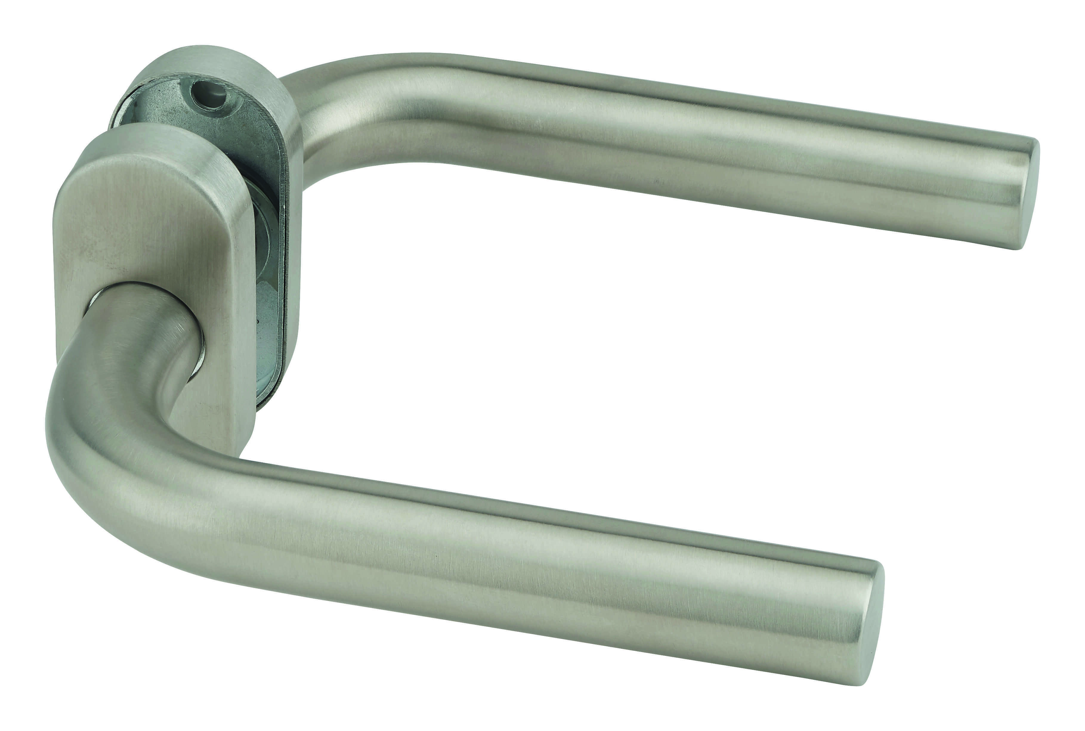 Paire de béquilles pour porte, carré 7mm, rosace ovale, aspect inox - THIRARD