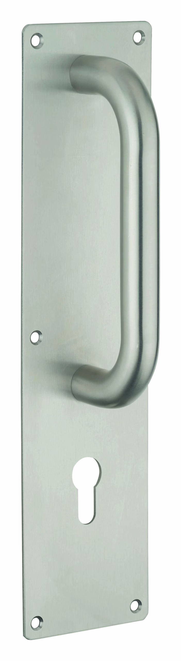 Poignée pour porte battante avec plaque inox, 300mm, pour cylindre profilé - THIRARD
