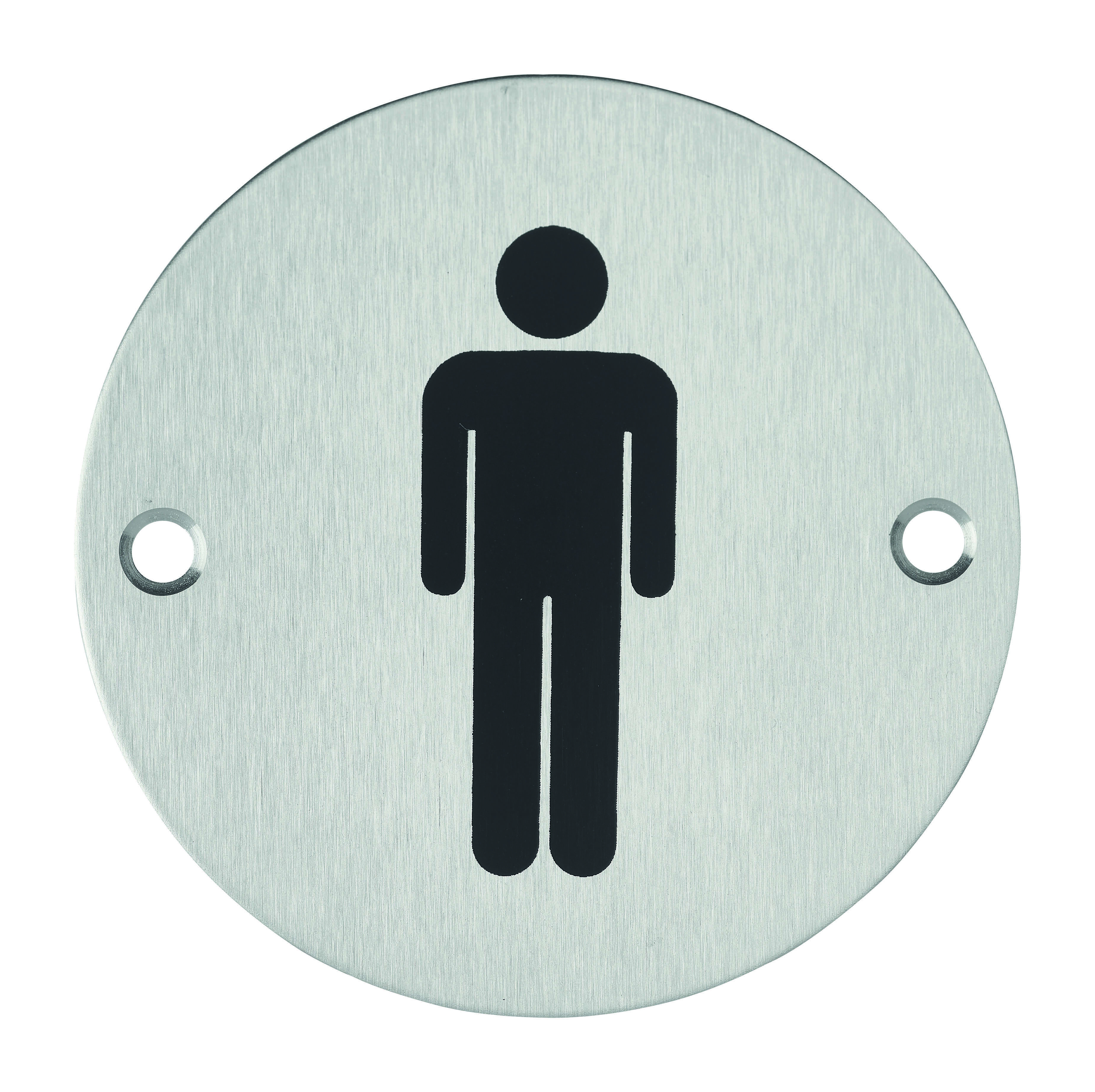 Disque de signalisation WC Homme , à visser, inox brossé, marquage noir, Ø76mm - THIRARD
