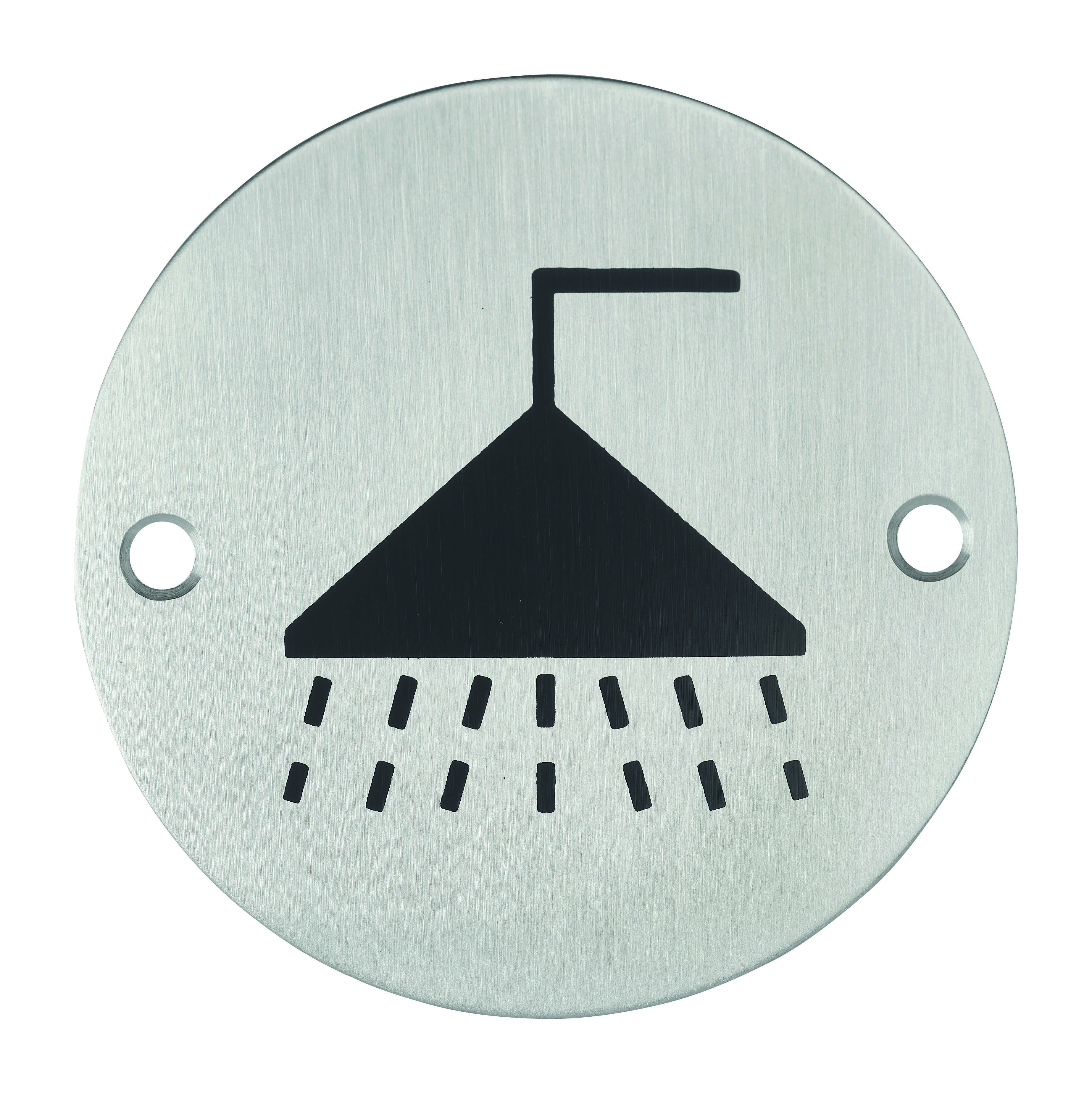 Disque de signalisation Douche , à visser, inox brossé, marquage noir, Ø76mm - THIRARD