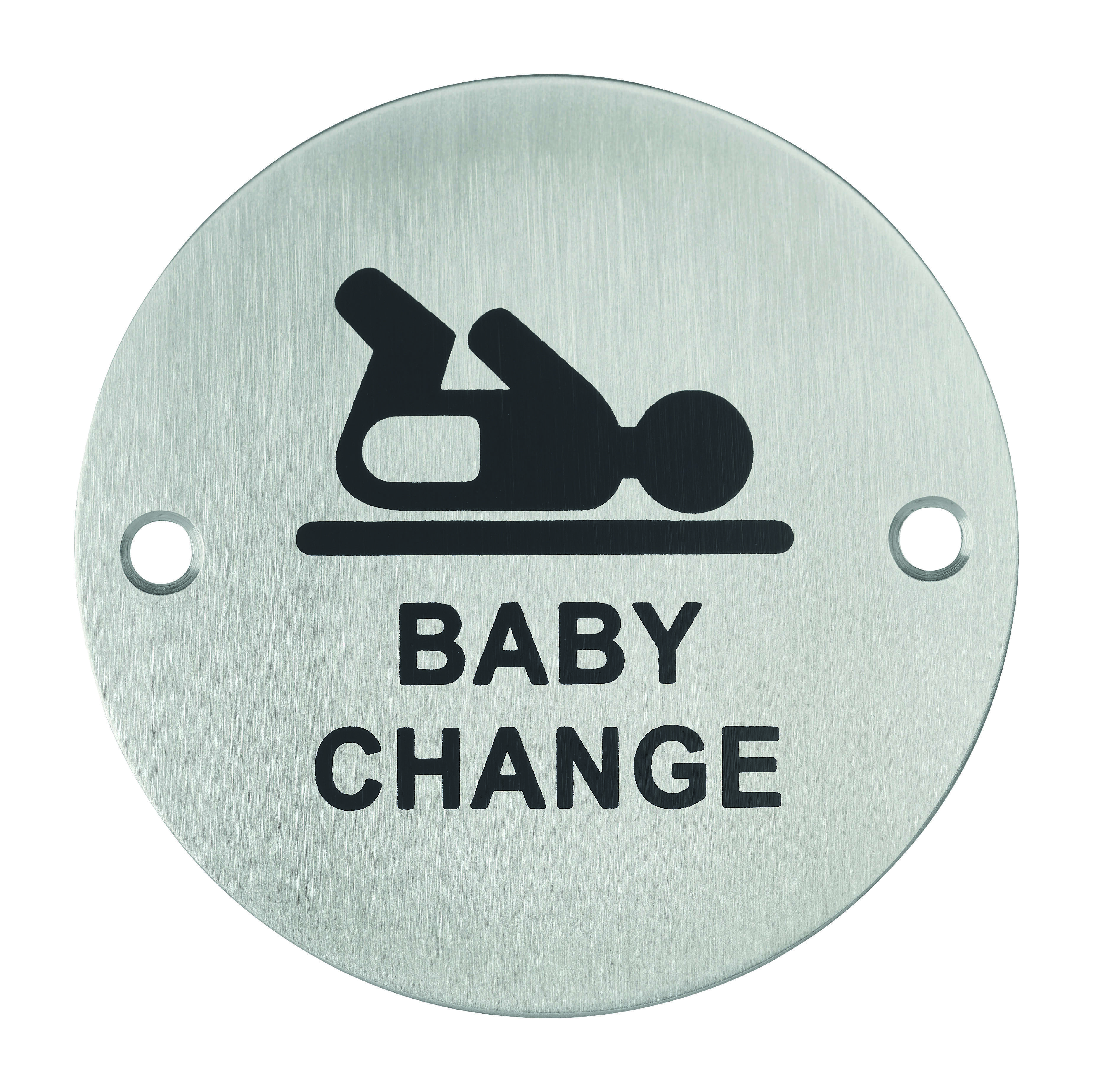 Disque de signalisation Espace Bébé , à visser, inox brossé, marquage noir, Ø76mm - THIRARD