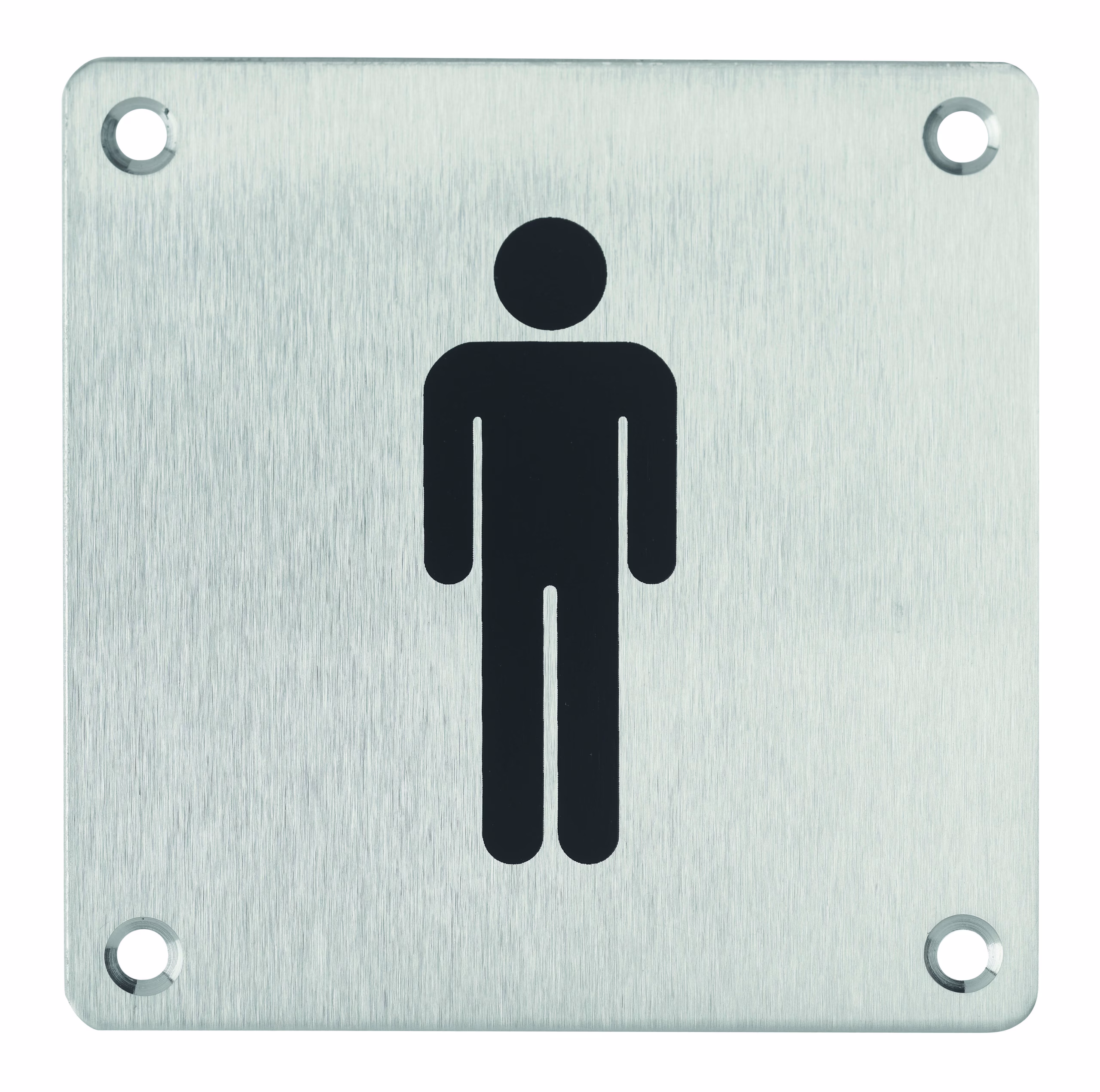 Plaque de signalisation WC Homme , à visser, inox brossé, marquage noir, 100x100mm - THIRARD