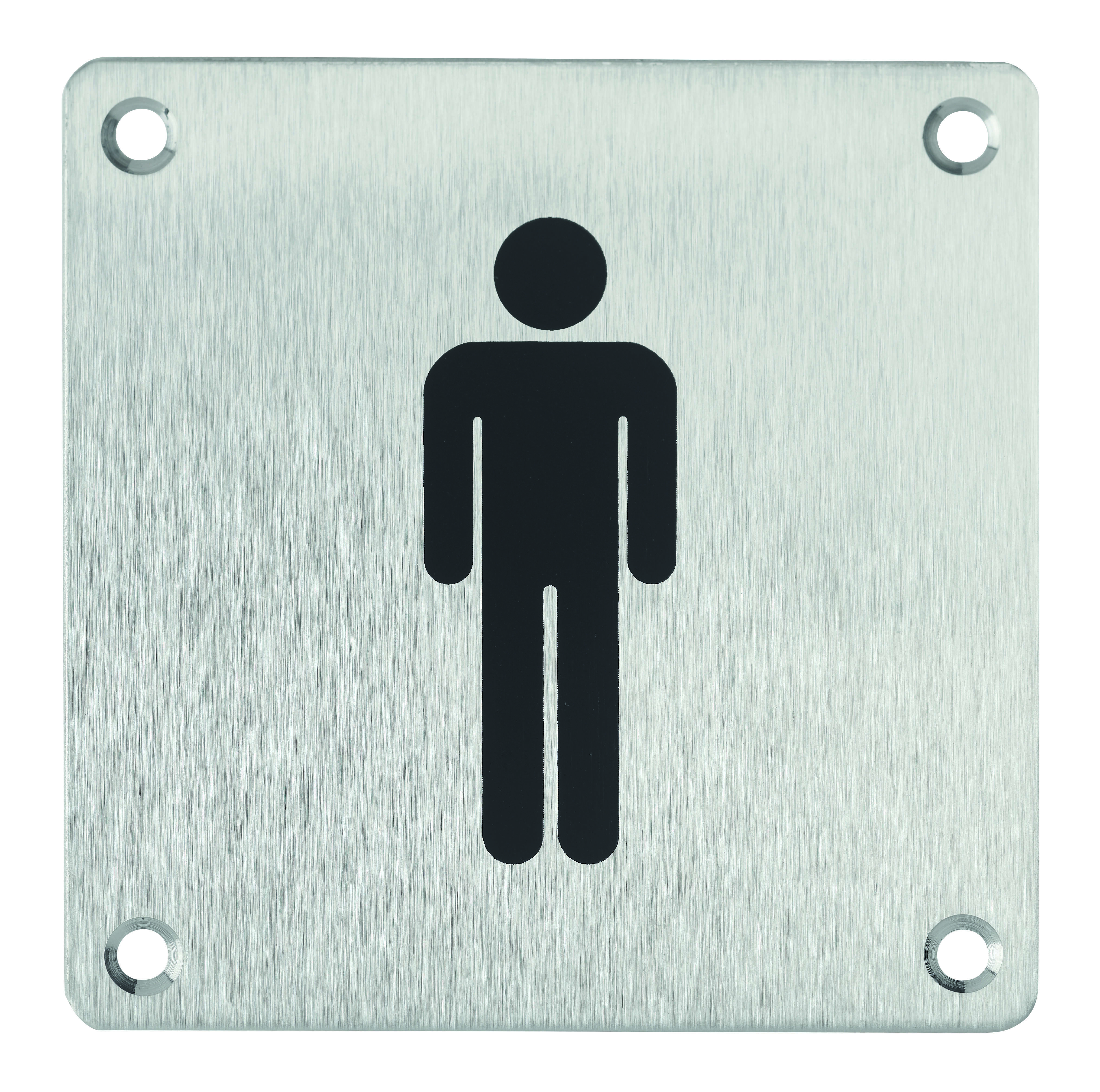 Plaque de signalisation WC Homme , à visser, inox brossé, marquage noir, 100x100mm - THIRARD
