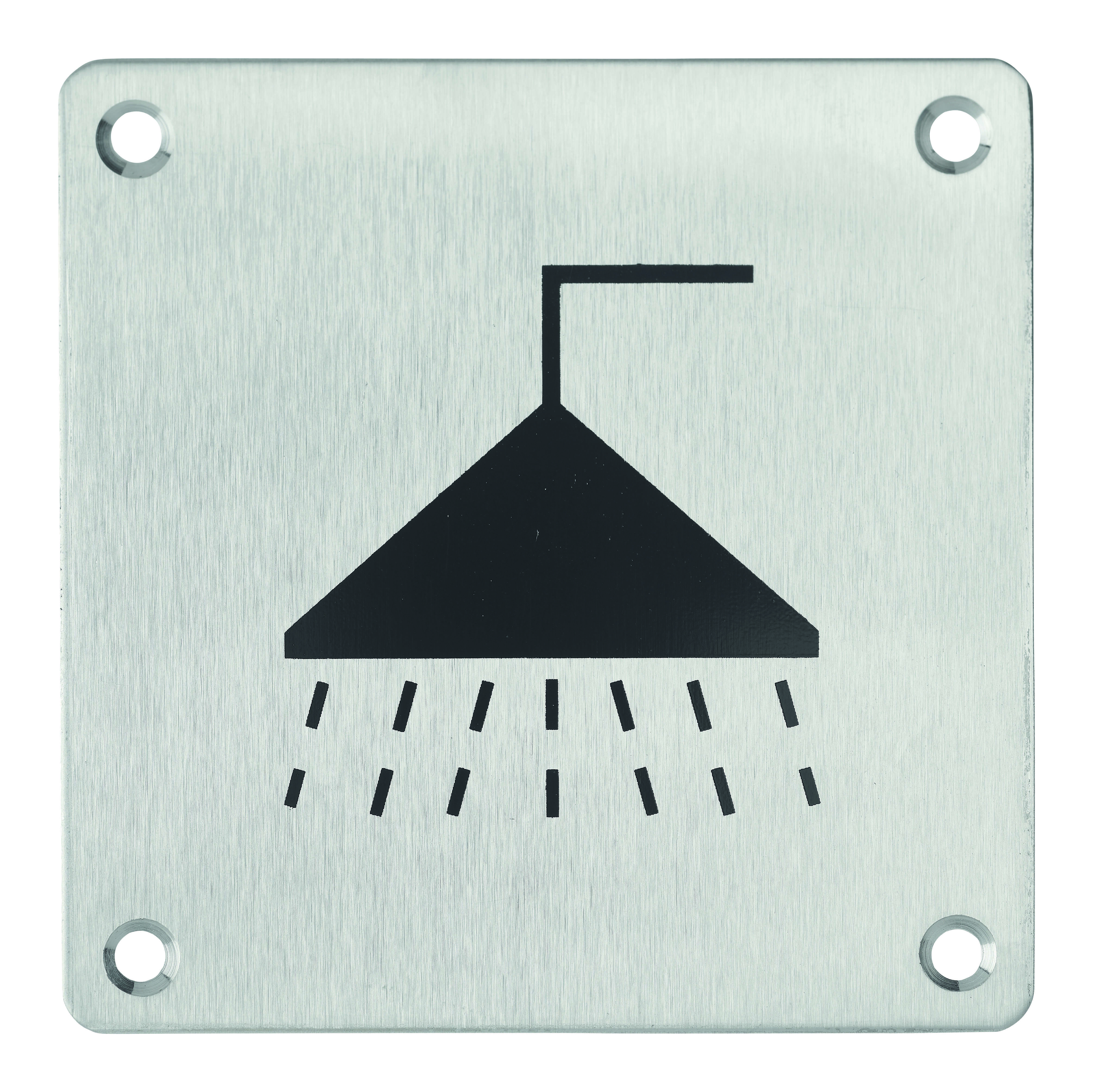 Plaque de signalisation Douche , à visser, inox brossé, marquage noir, 100x100mm - THIRARD