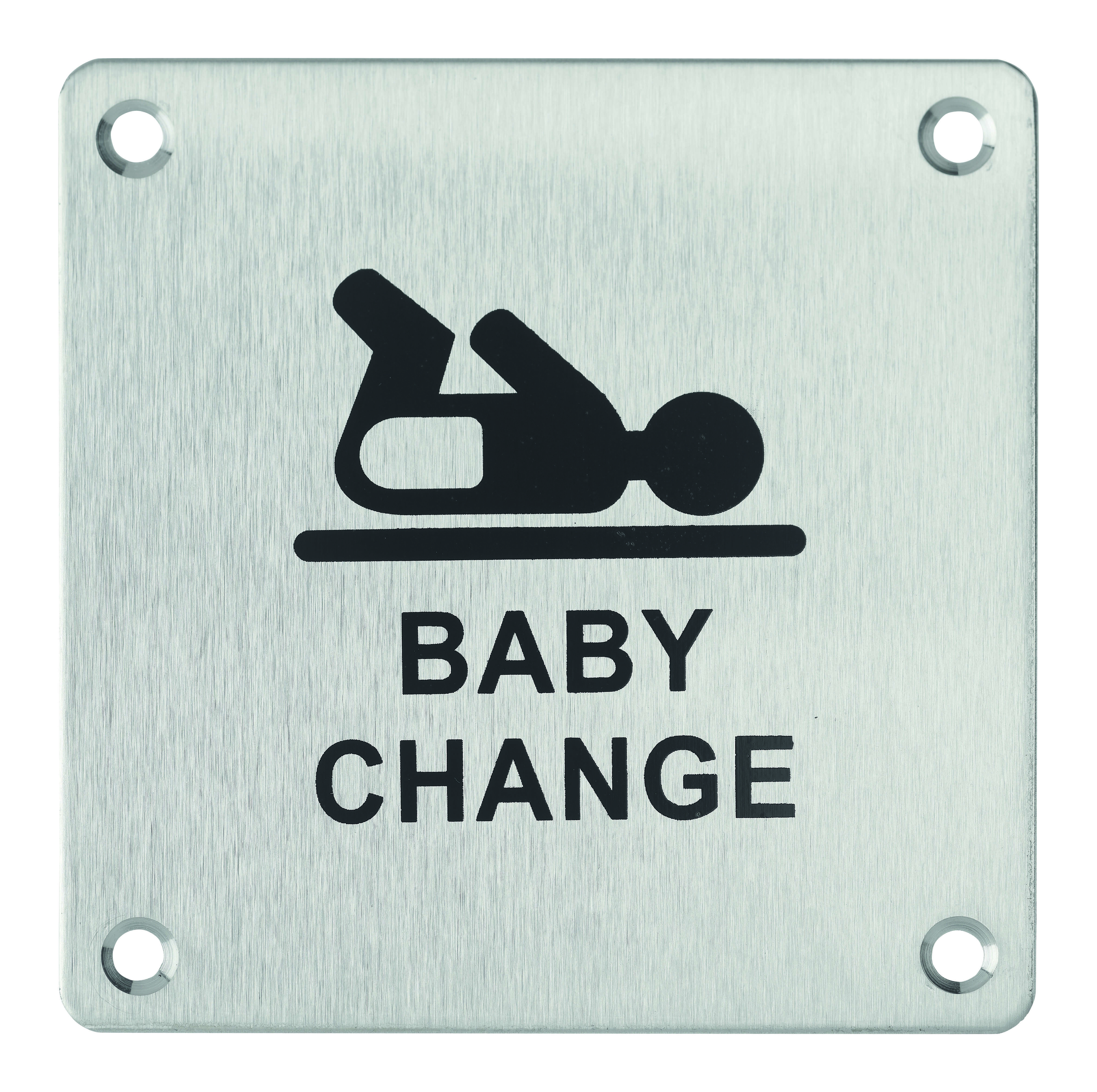 Plaque de signalisation Espace Bébé , à visser, inox brossé, marquage noir, 100x100mm - THIRARD