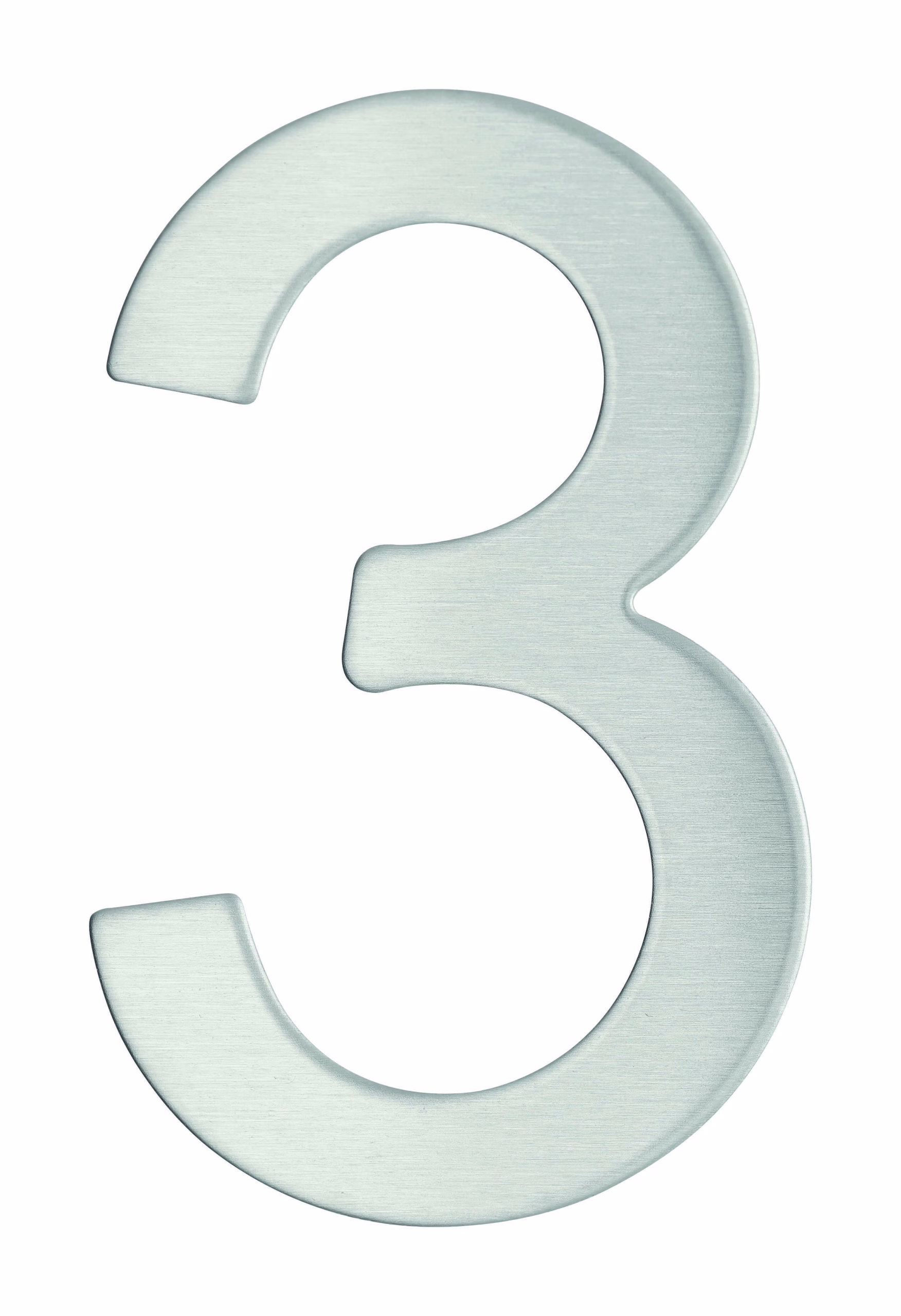 Chiffre 3 adhésif, inox, H.76mm - THIRARD