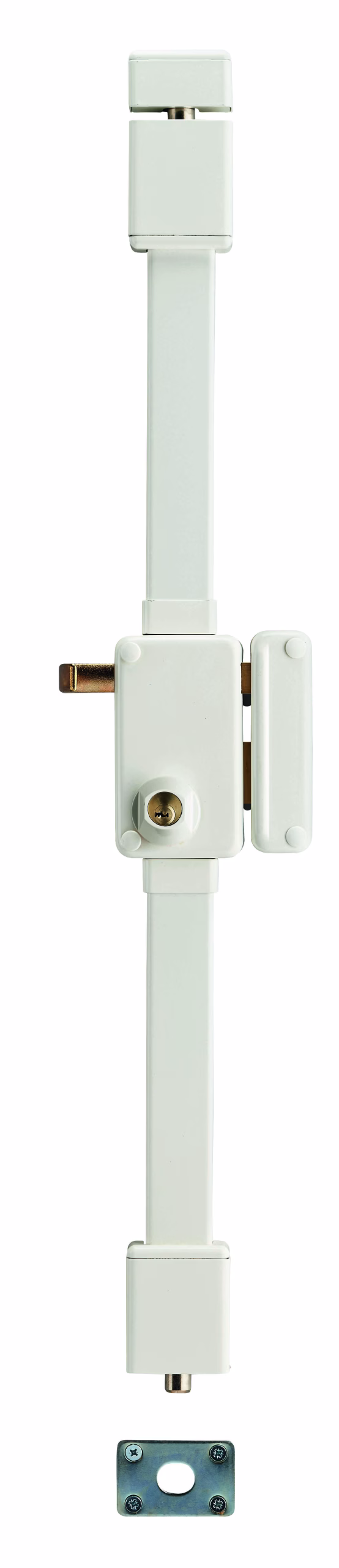 Serrure en applique Beluga à tirage pour porte d'entrée, droite, 3 pts, Transit2 Ø23mm, axe 45mm, blanc, 4 clés - THIRARD